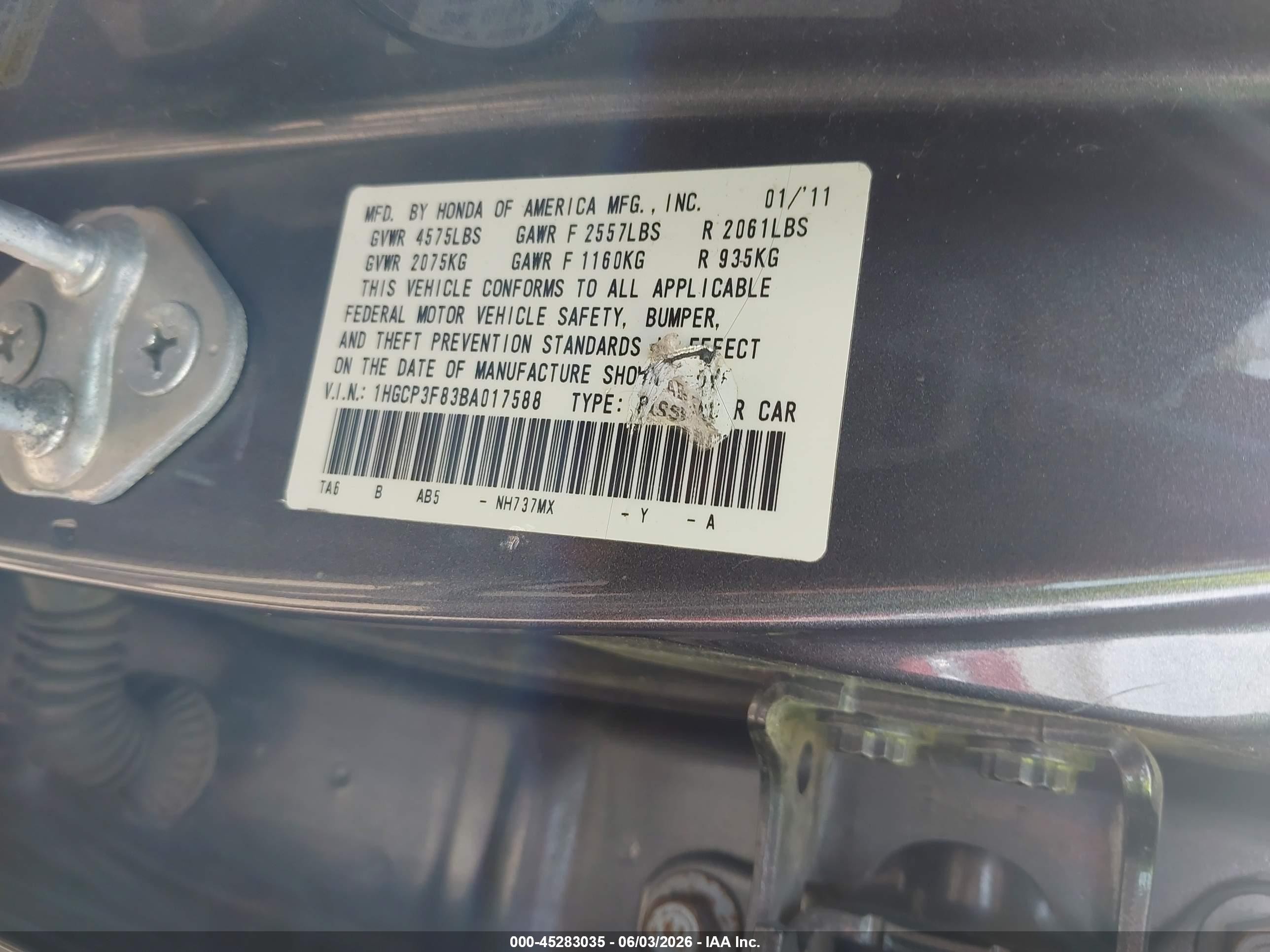 2011 Honda Accord 3.5 Ex-l Gray vin: 1HGCP3F83BA017588