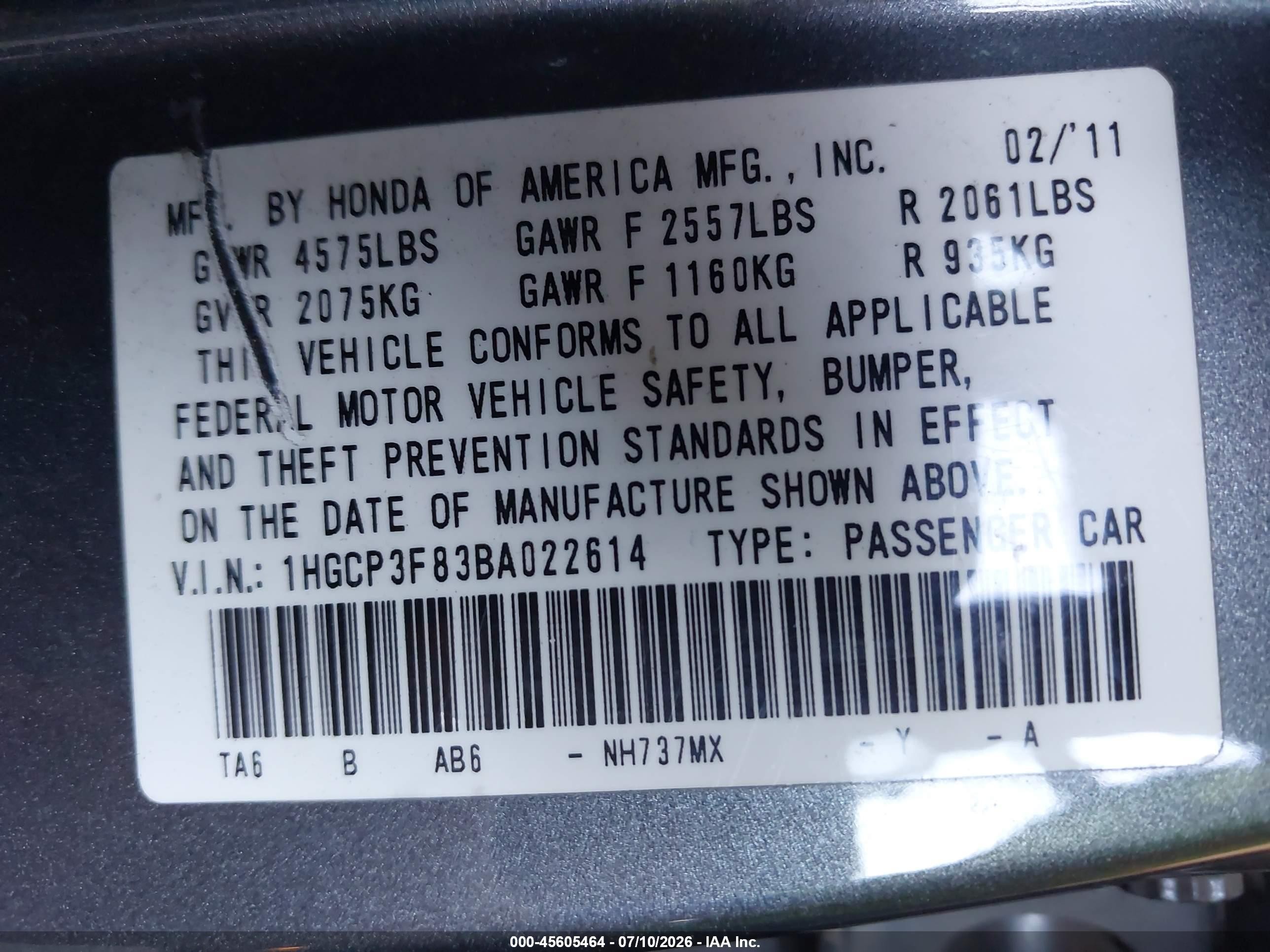 2011 Honda Accord 3.5 Ex-l Gray vin: 1HGCP3F83BA022614