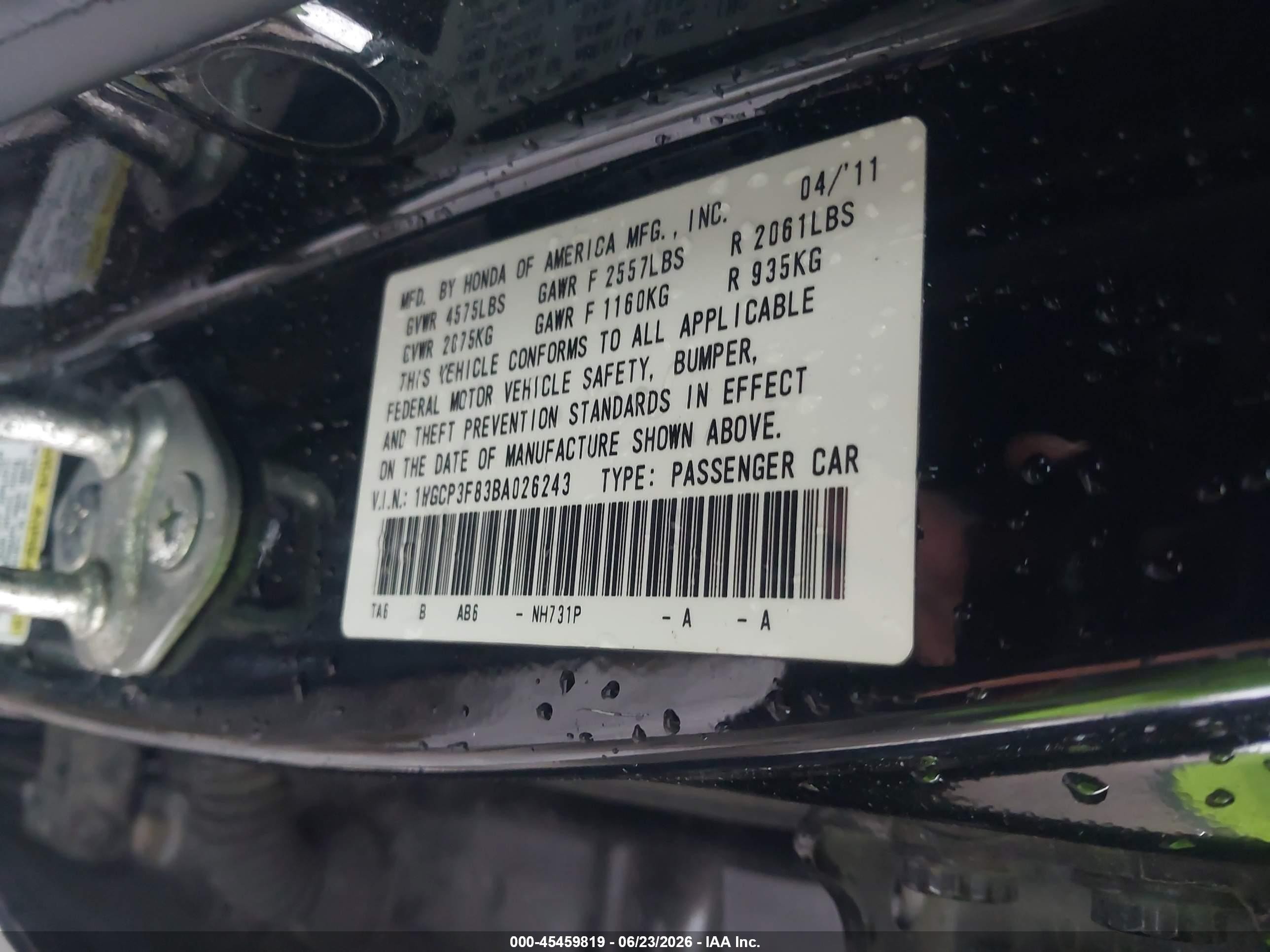 2011 Honda Accord 3.5 Ex-l Black vin: 1HGCP3F83BA026243
