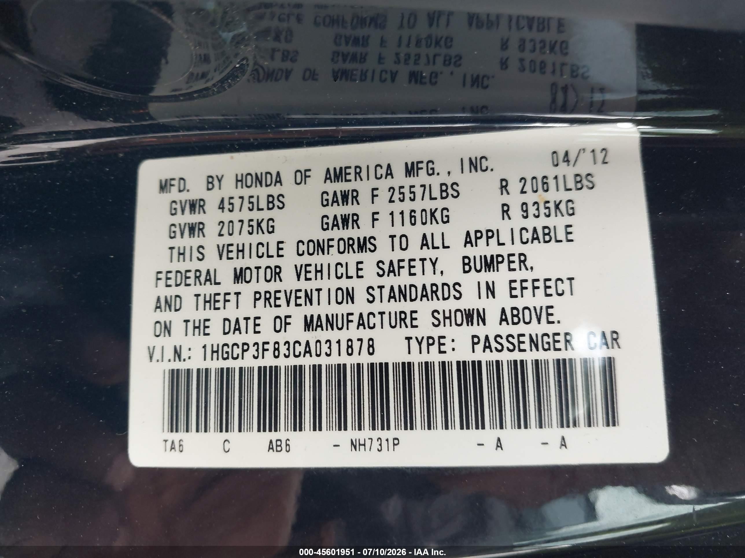 2012 Honda Accord 3.5 Ex-l Black vin: 1HGCP3F83CA031878