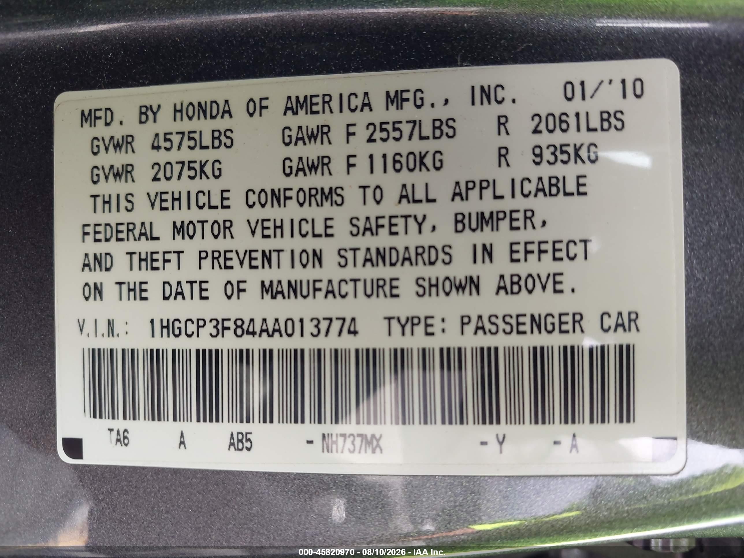 2010 Honda Accord 3.5 Ex-l Gray vin: 1HGCP3F84AA013774