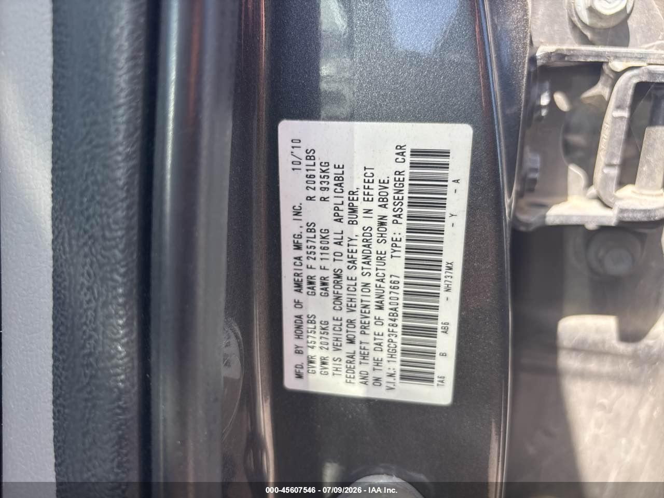 2011 Honda Accord 3.5 Ex-l vin: 1HGCP3F84BA007667
