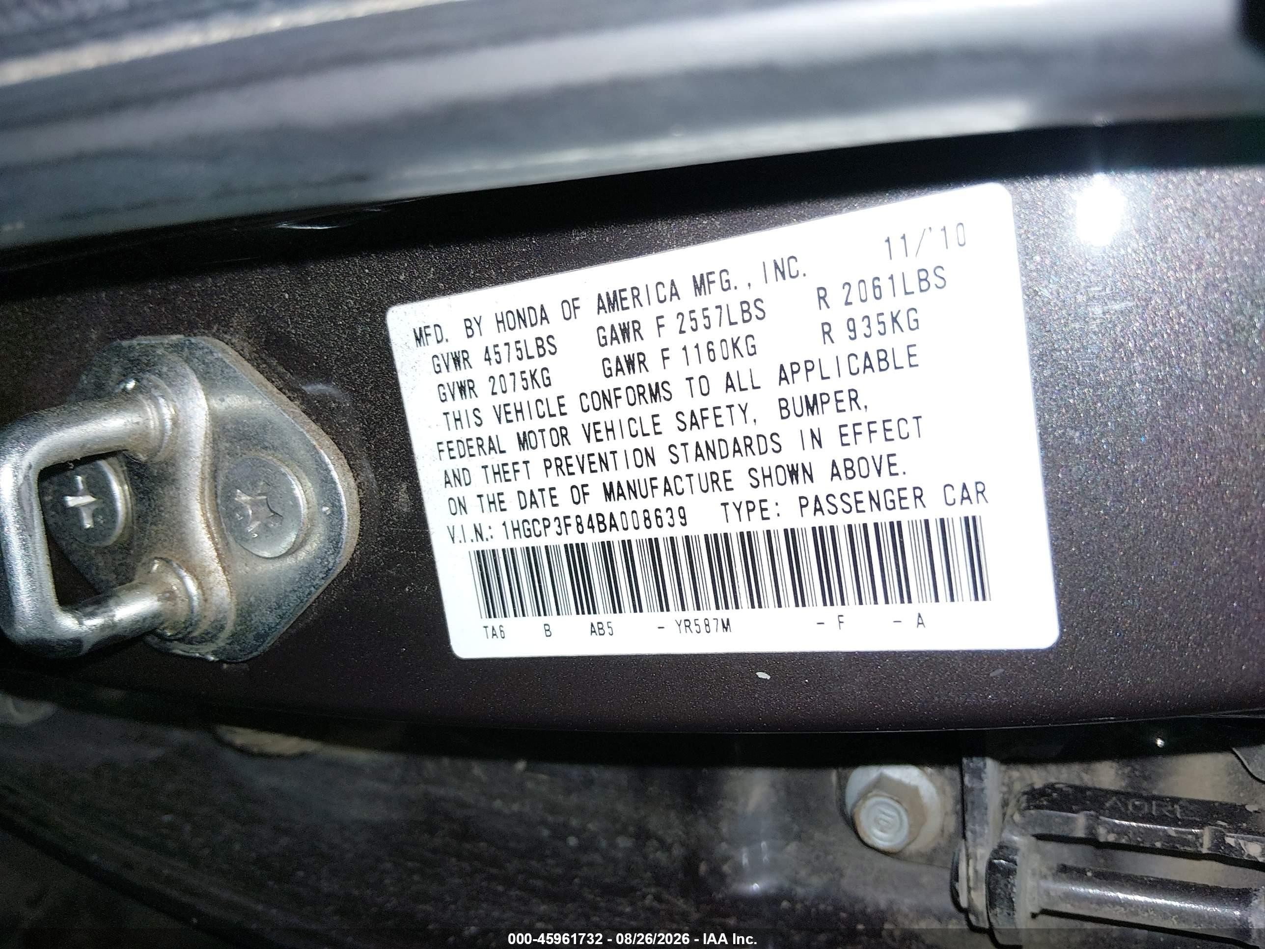 2011 Honda Accord 3.5 Ex-l Black vin: 1HGCP3F84BA008639