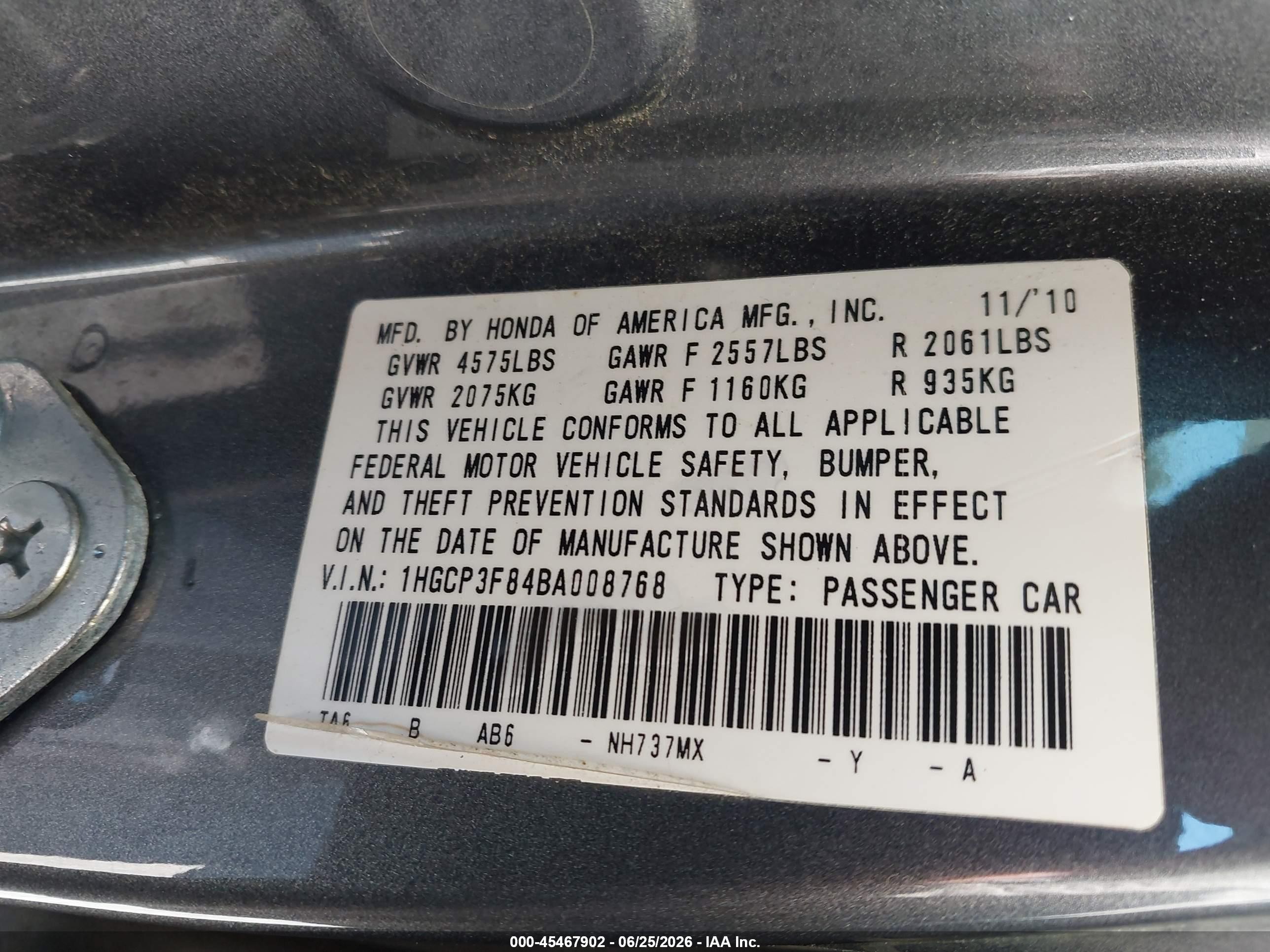 2011 Honda Accord 3.5 Ex-l Gray vin: 1HGCP3F84BA008768