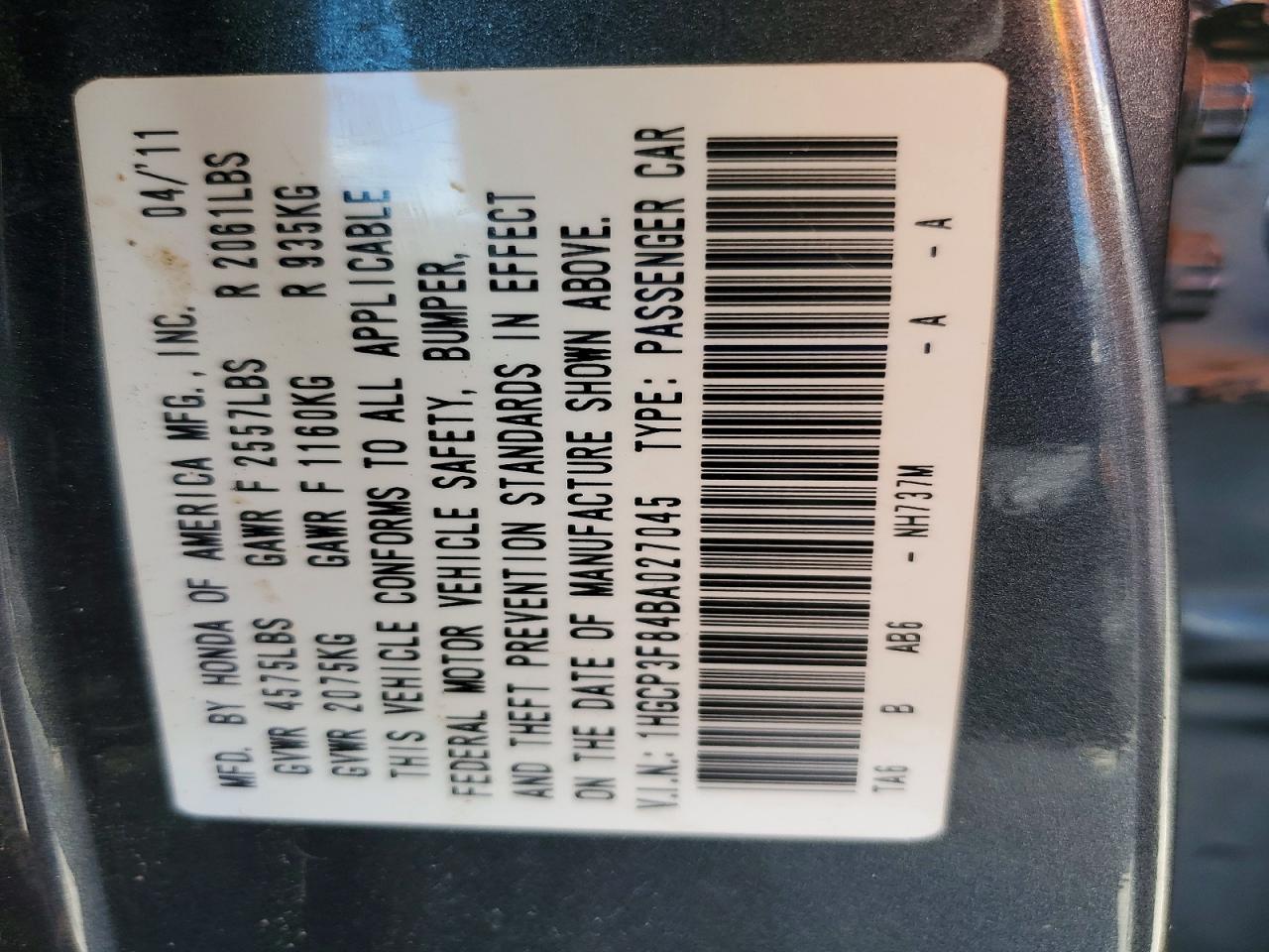 2011 Honda Accord Exl Gray vin: 1HGCP3F84BA027045