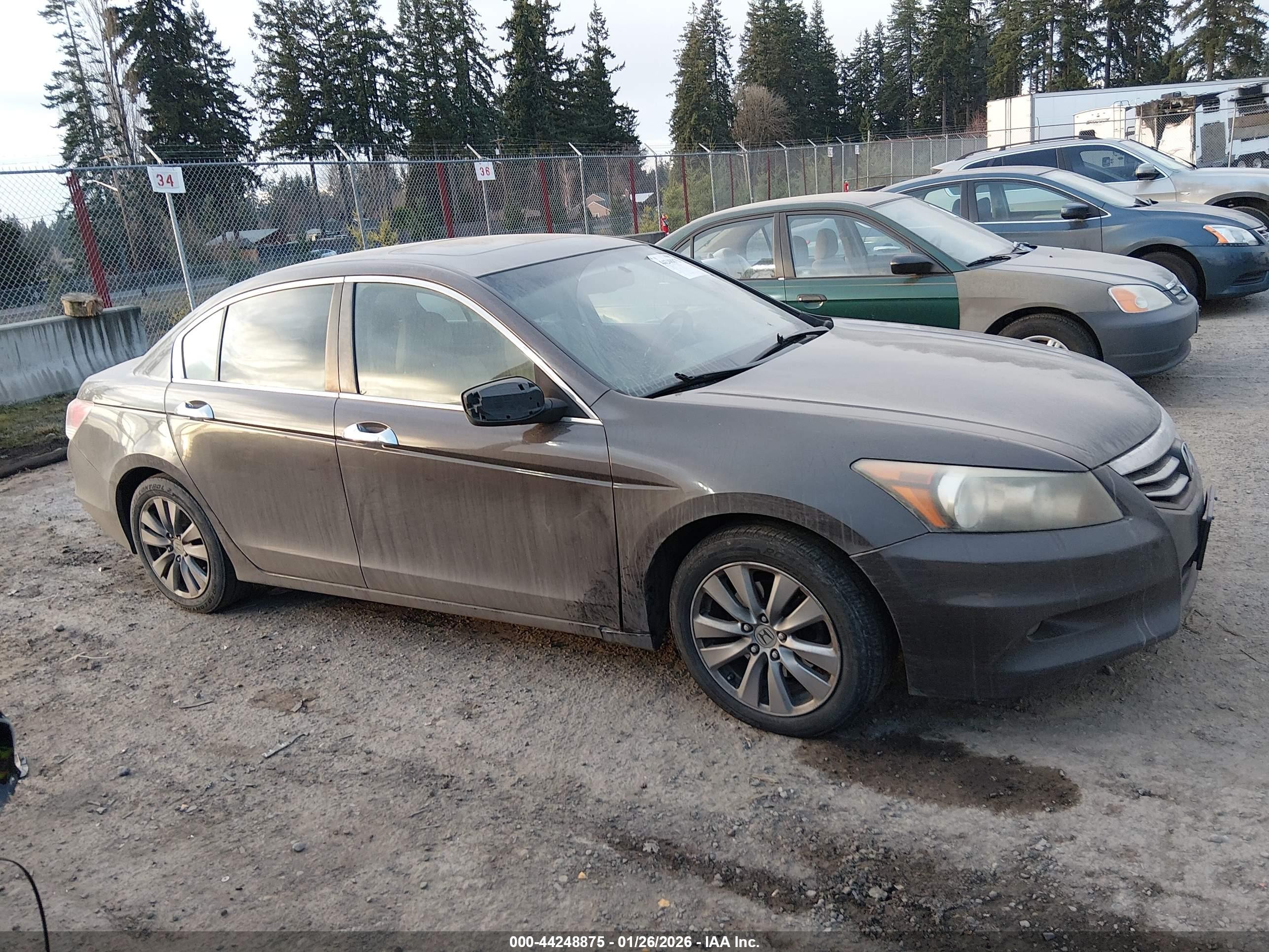 2012 Honda Accord Sdn 3.5 Ex-l/ex-l Gray vin: 1HGCP3F84CA000056