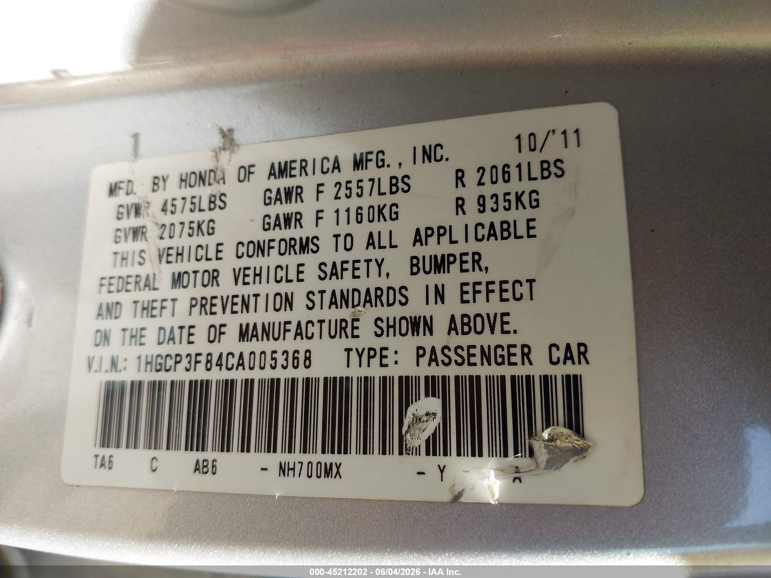 2012 Honda Accord 3.5 Ex-l Silver vin: 1HGCP3F84CA005368