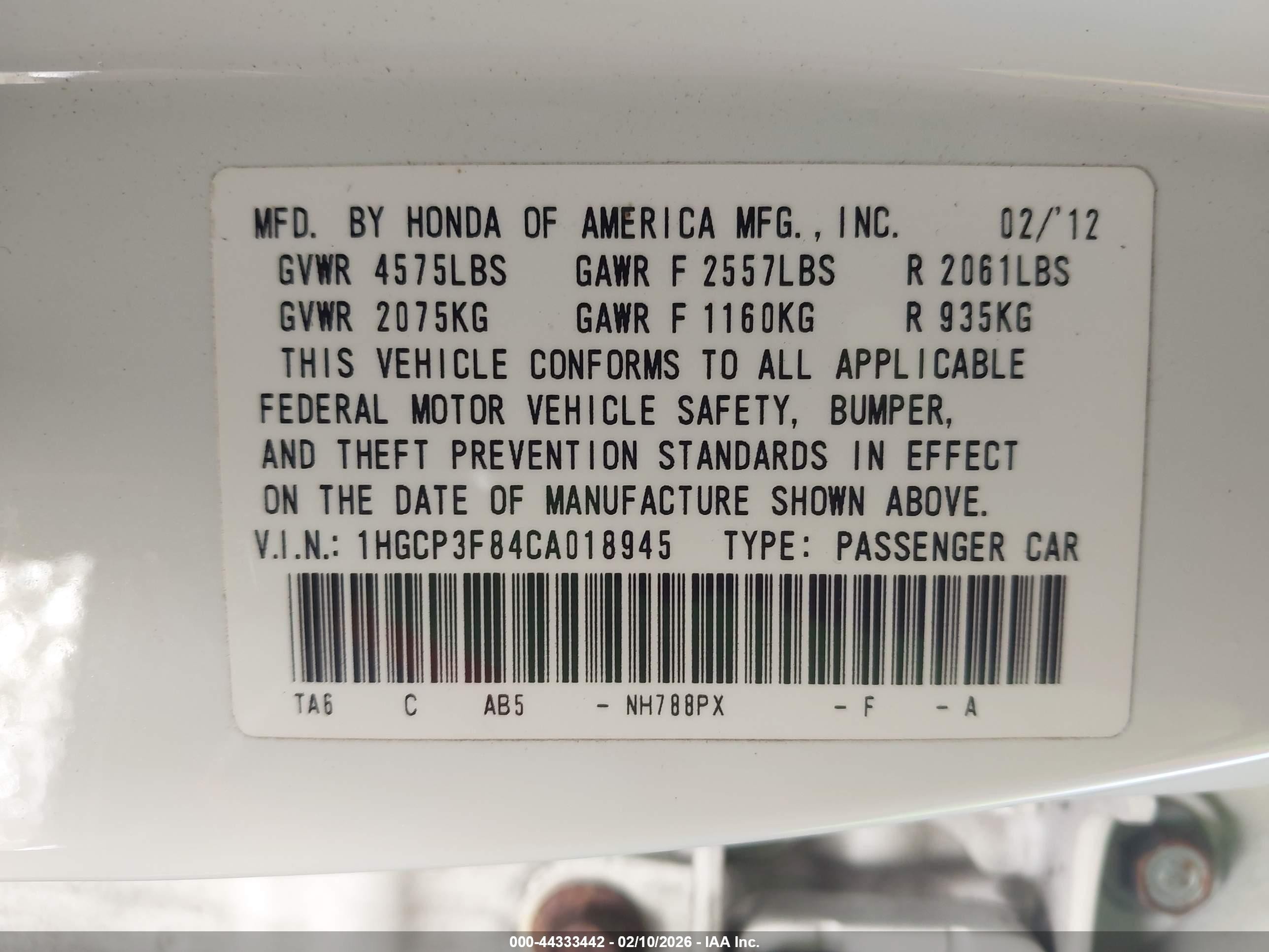 2012 Honda Accord Sdn 3.5 Ex-l/ex-l White vin: 1HGCP3F84CA018945