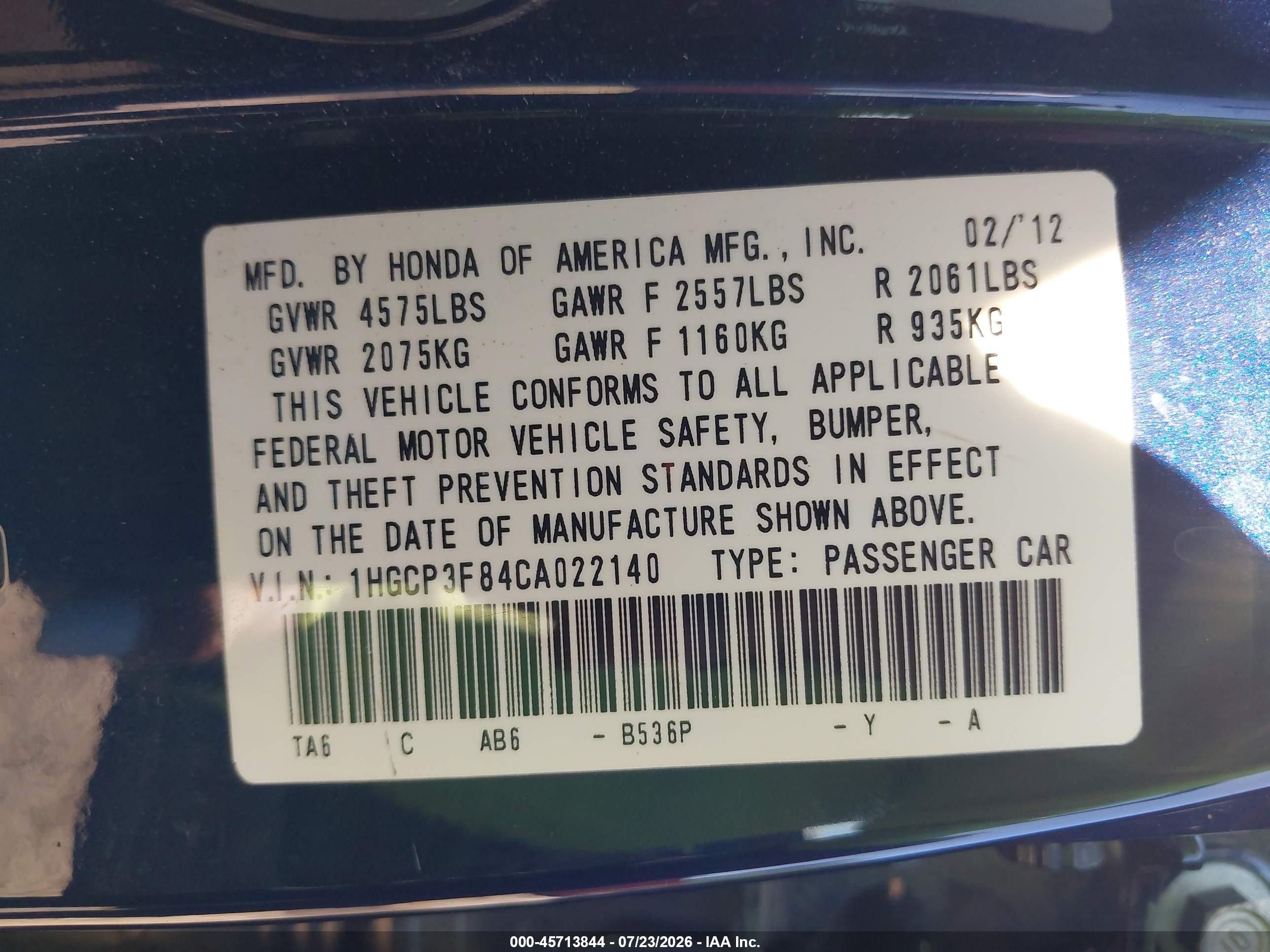 2012 Honda Accord 3.5 Ex-l Blue vin: 1HGCP3F84CA022140