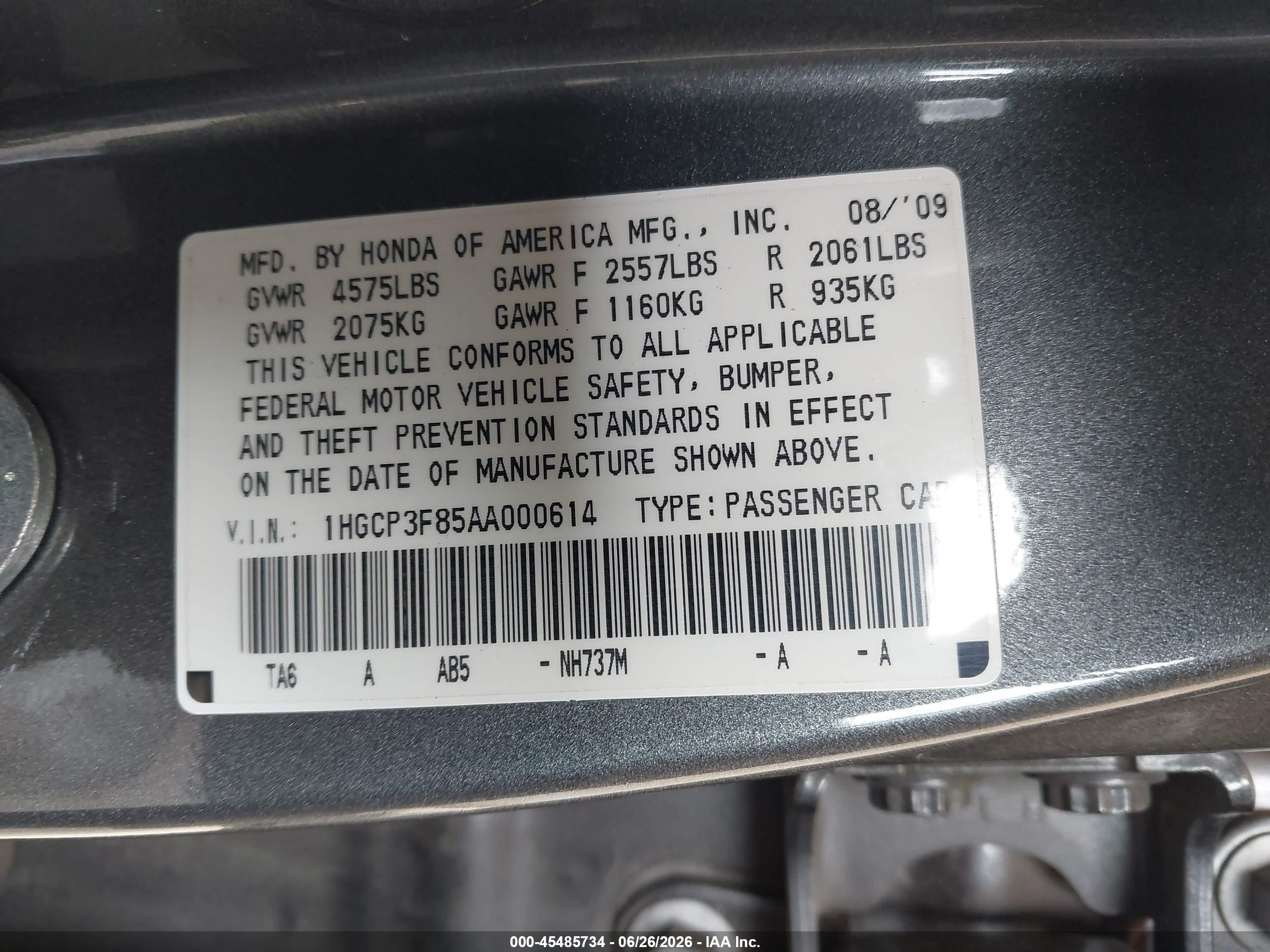 2010 Honda Accord 3.5 Ex-l Gray vin: 1HGCP3F85AA000614