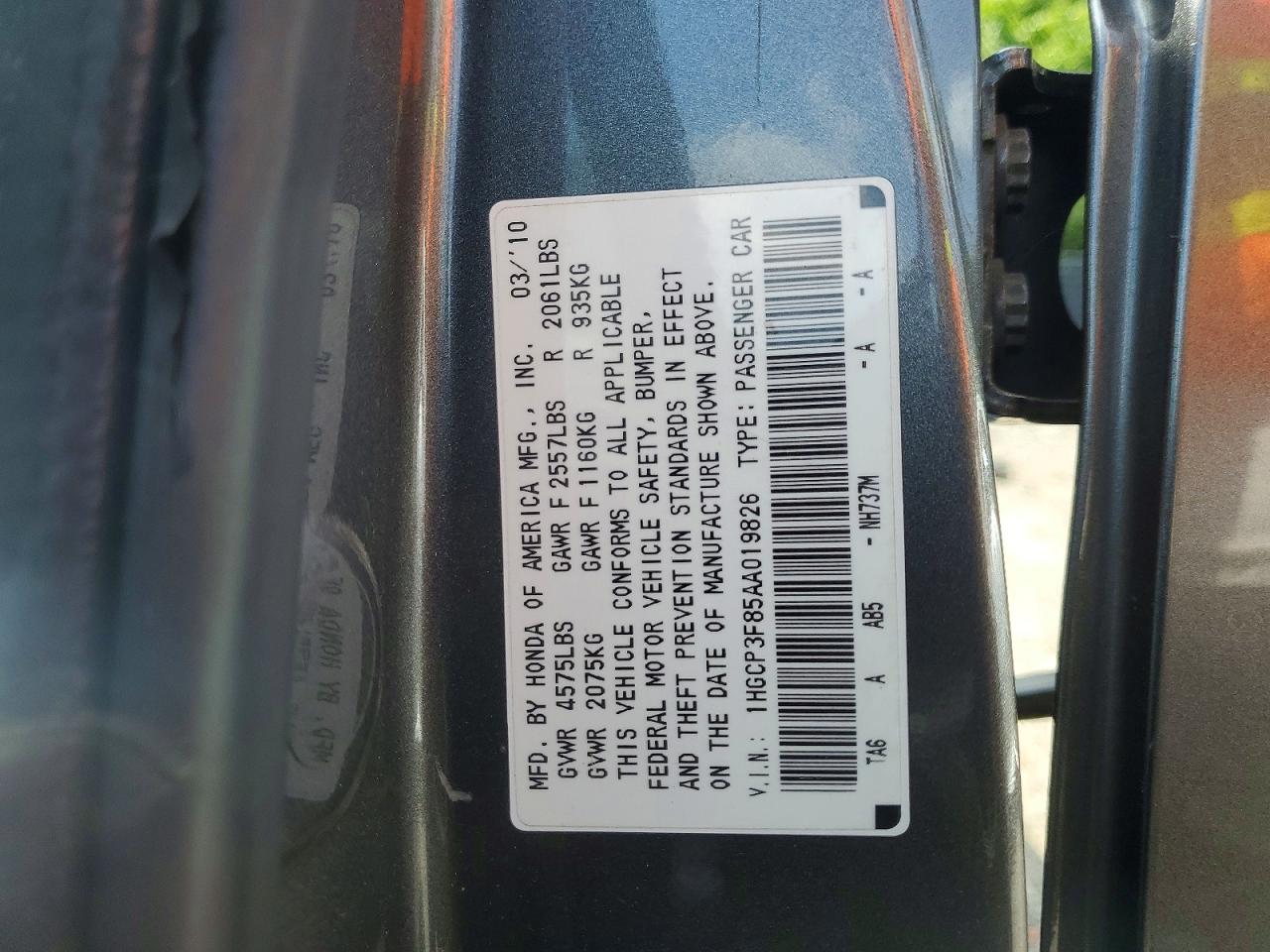2010 Honda Accord Exl Gray vin: 1HGCP3F85AA019826