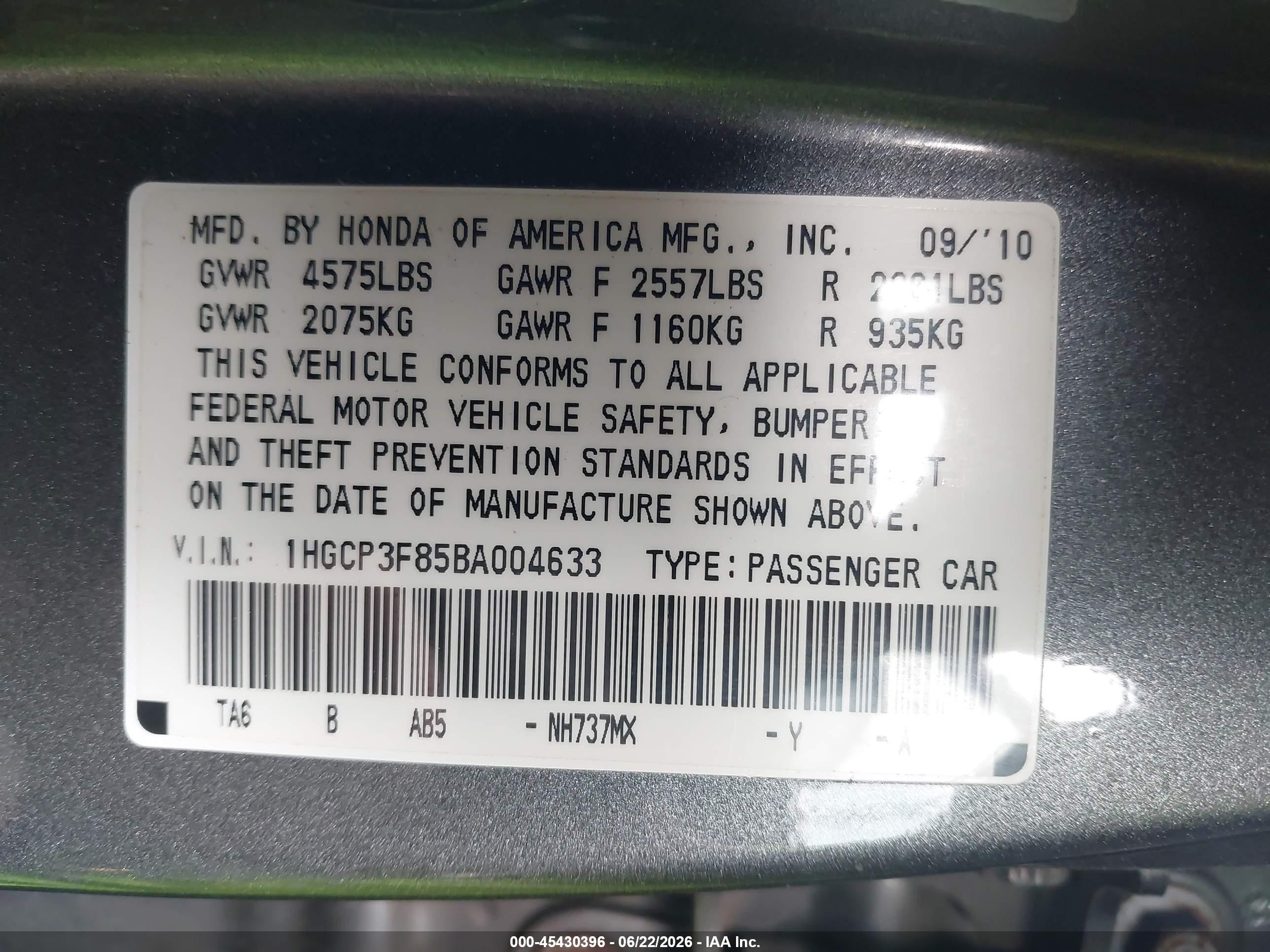 2011 Honda Accord 3.5 Ex-l Gray vin: 1HGCP3F85BA004633