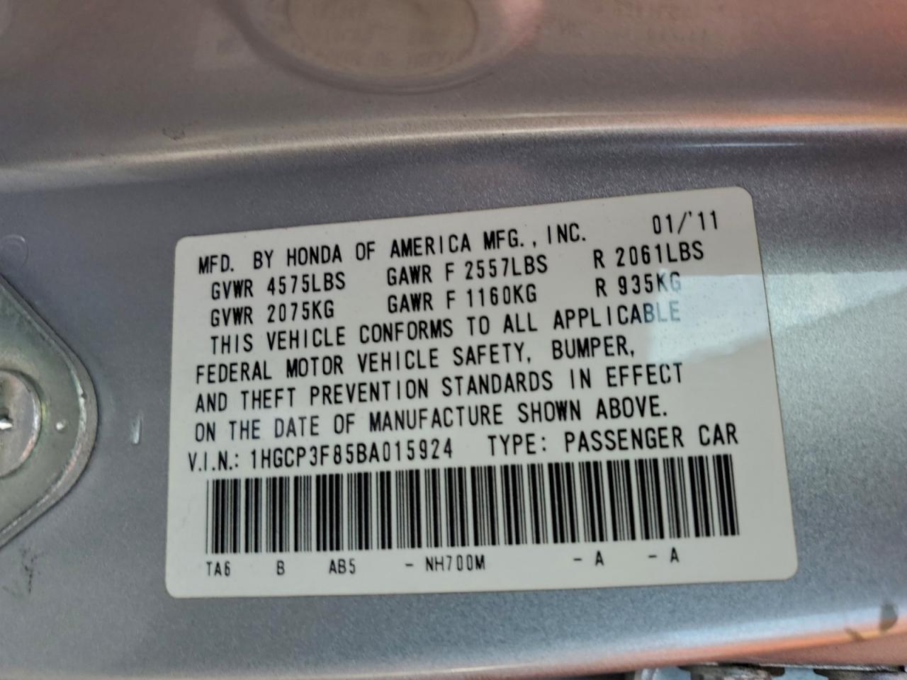 2011 Honda Accord Exl Silver vin: 1HGCP3F85BA015924