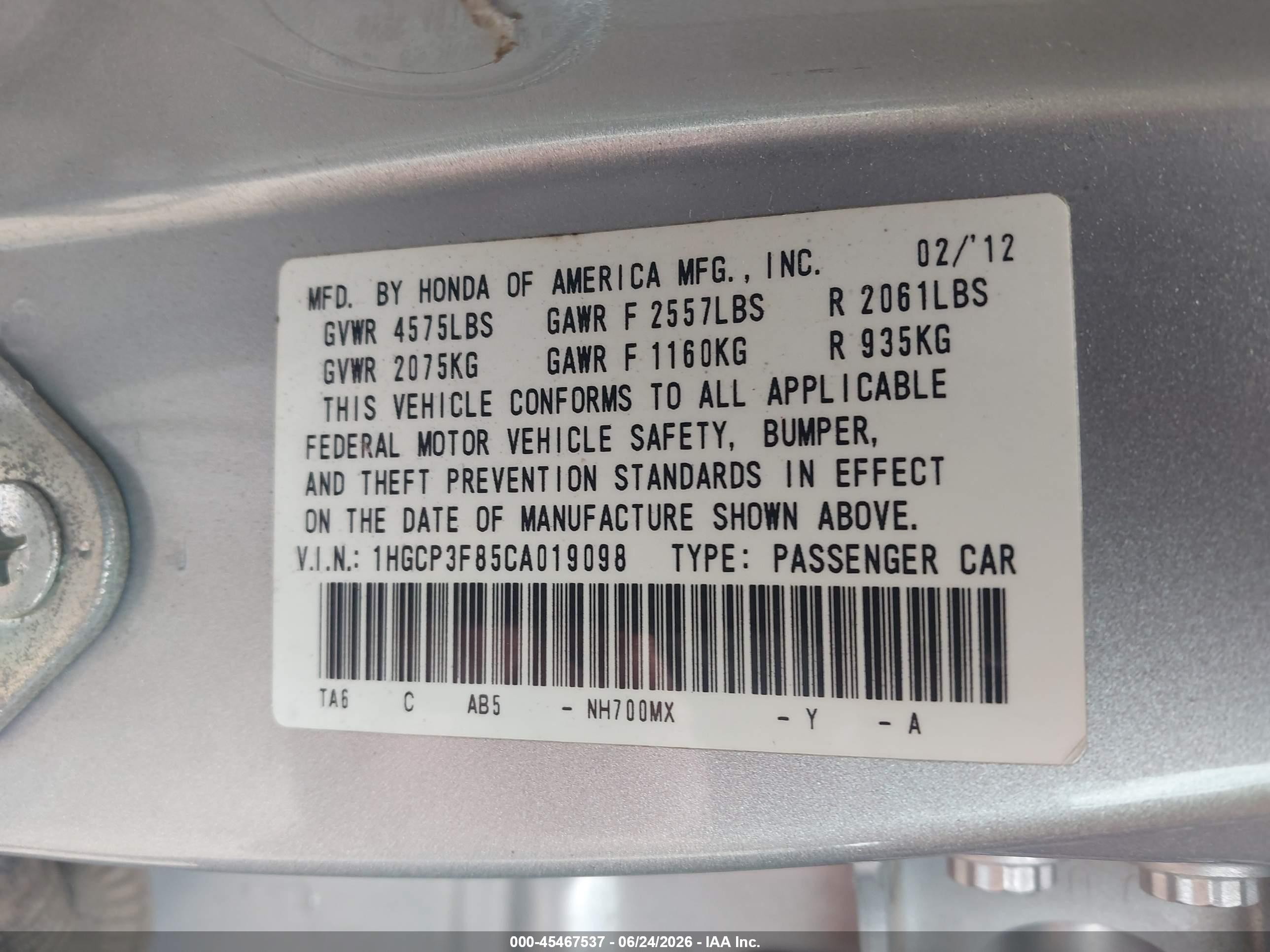 2012 Honda Accord 3.5 Ex-l Silver vin: 1HGCP3F85CA019098