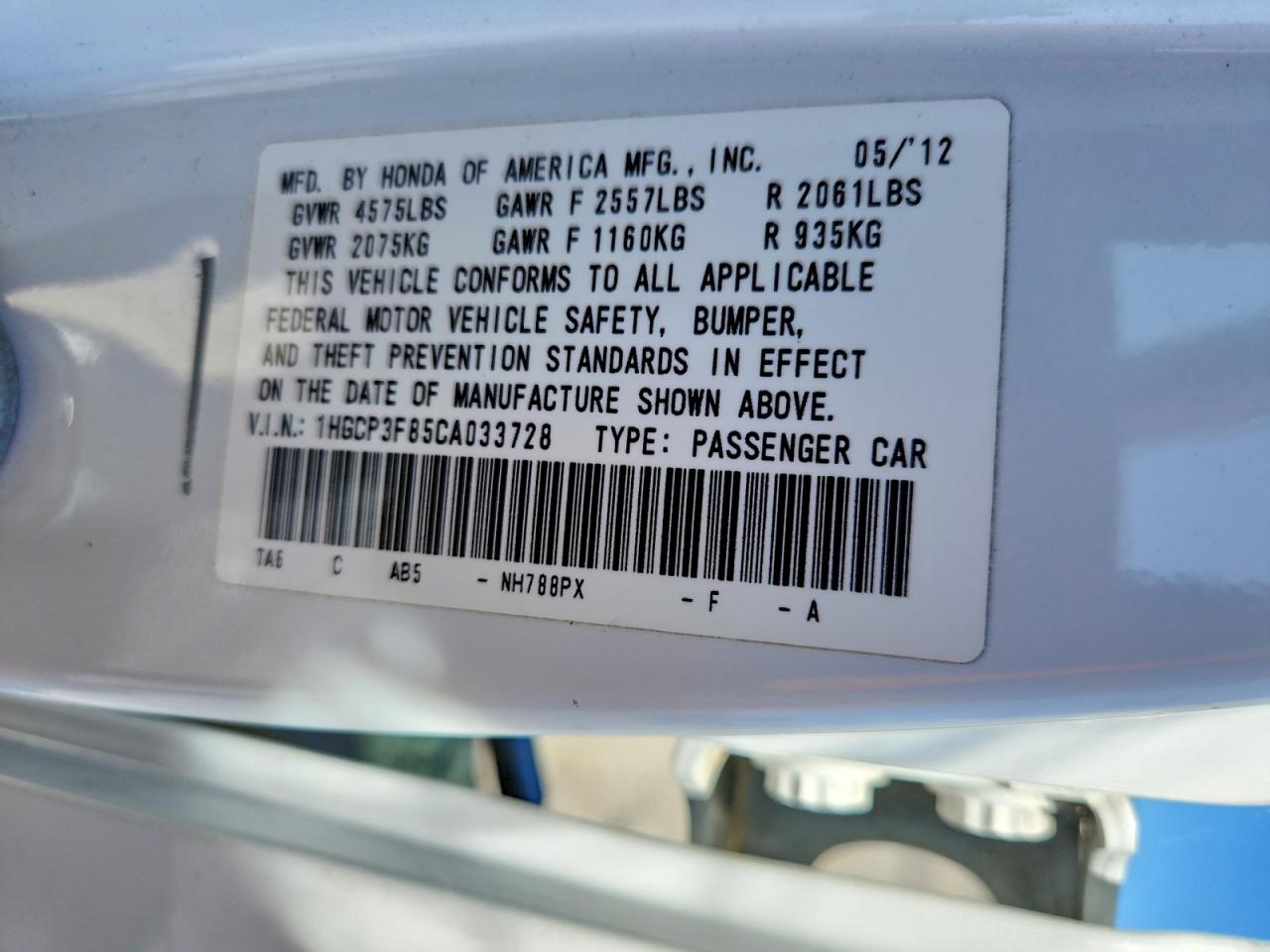 2012 Honda Accord Exl White vin: 1HGCP3F85CA033728