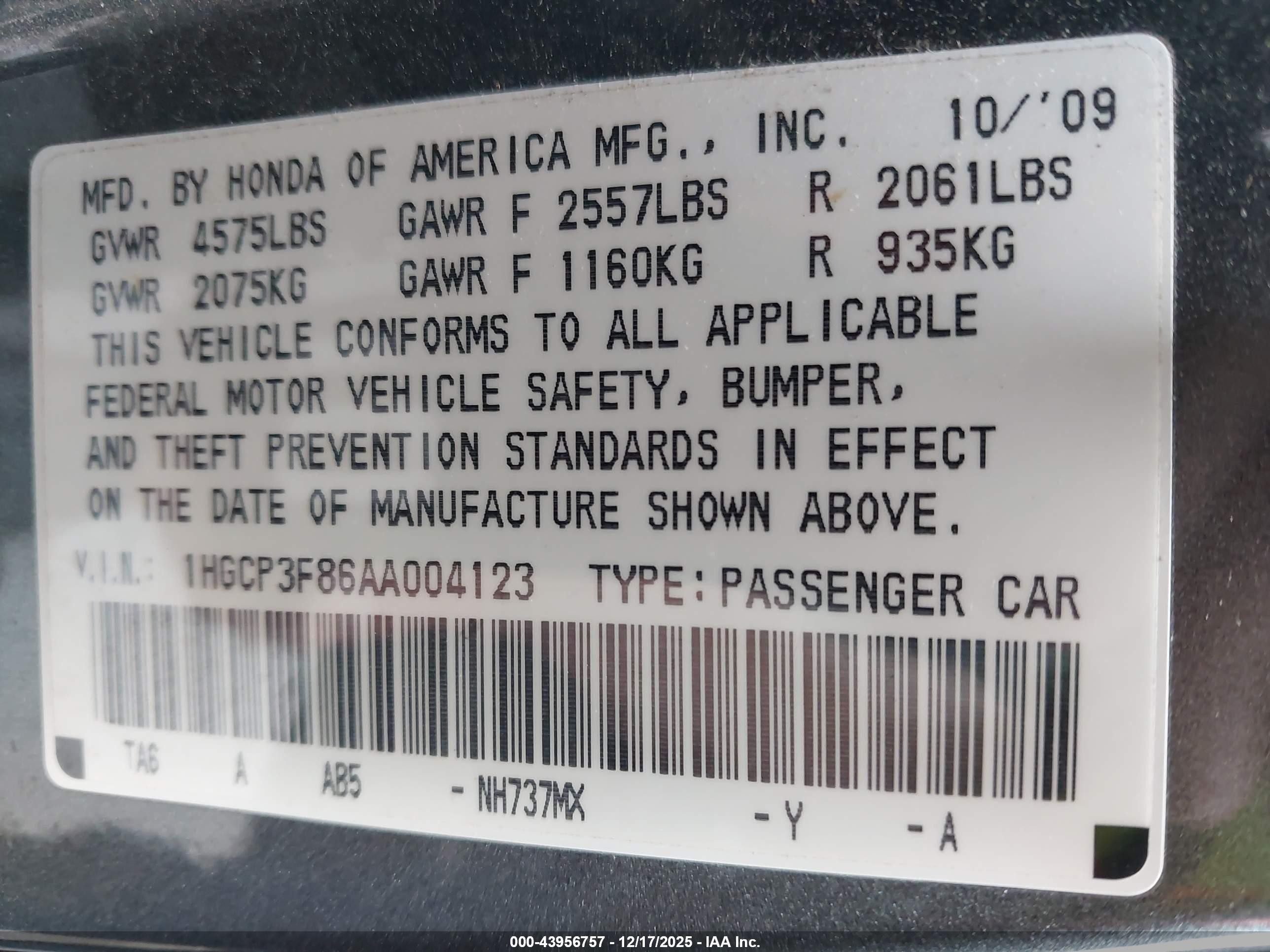 2010 Honda Accord 3.5 Ex-l Gray vin: 1HGCP3F86AA004123