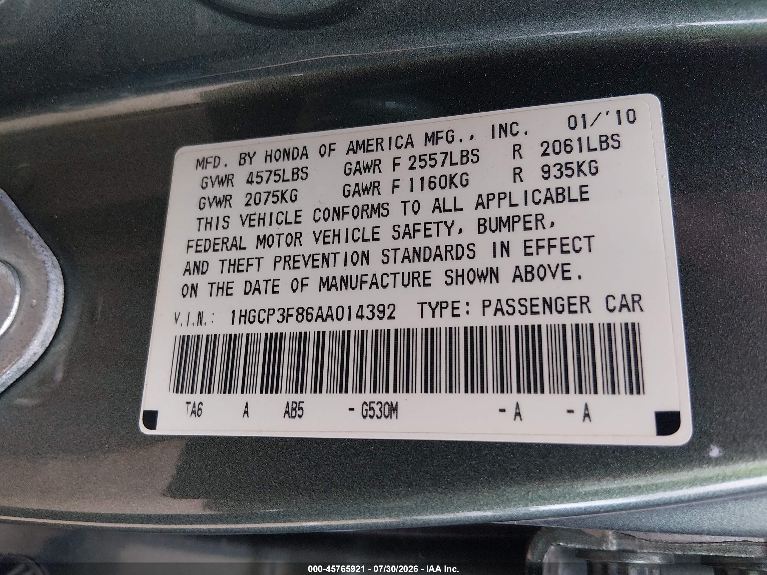2010 Honda Accord 3.5 Ex-l Gray vin: 1HGCP3F86AA014392