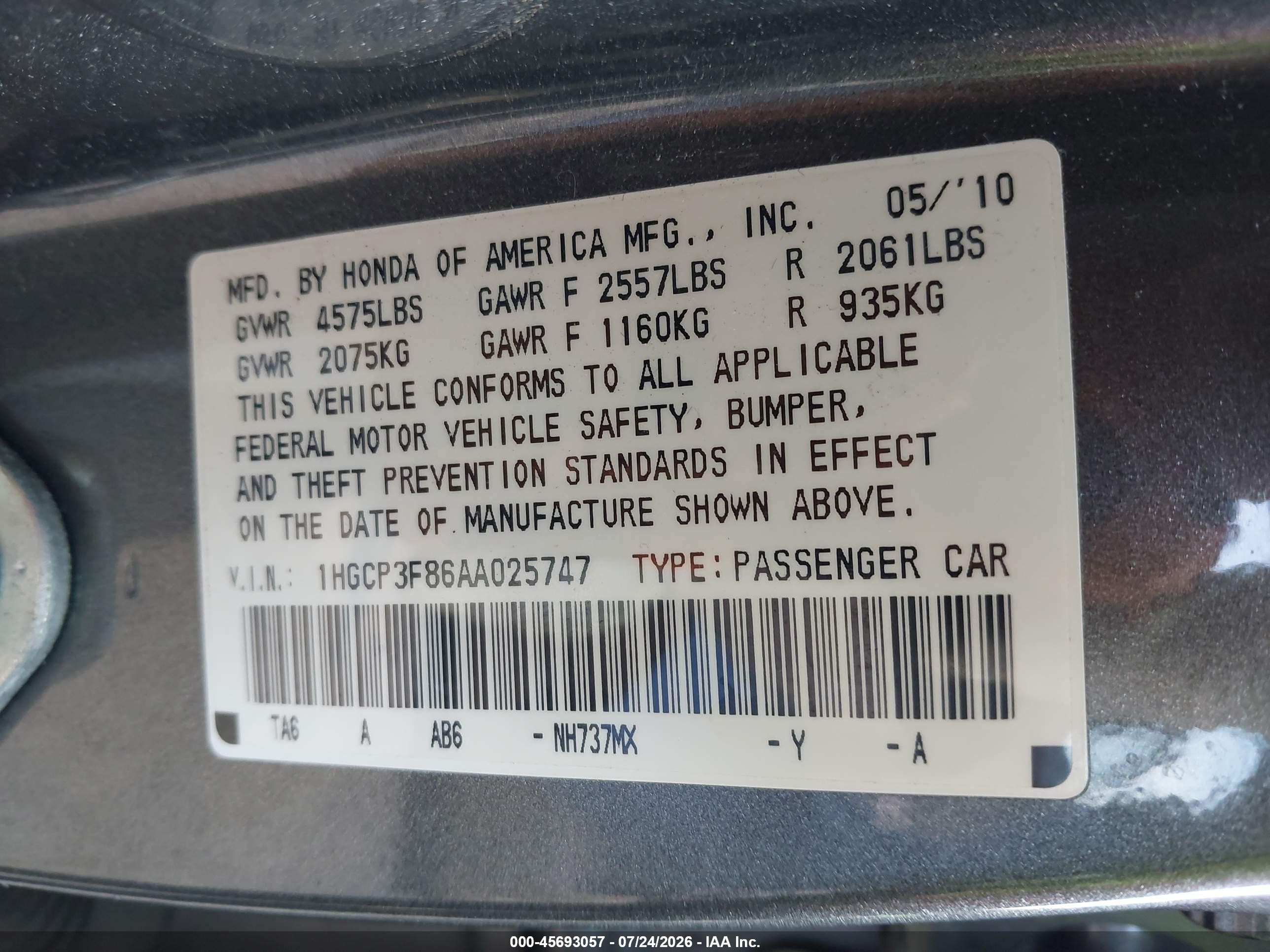 2010 Honda Accord 3.5 Ex-l Gray vin: 1HGCP3F86AA025747
