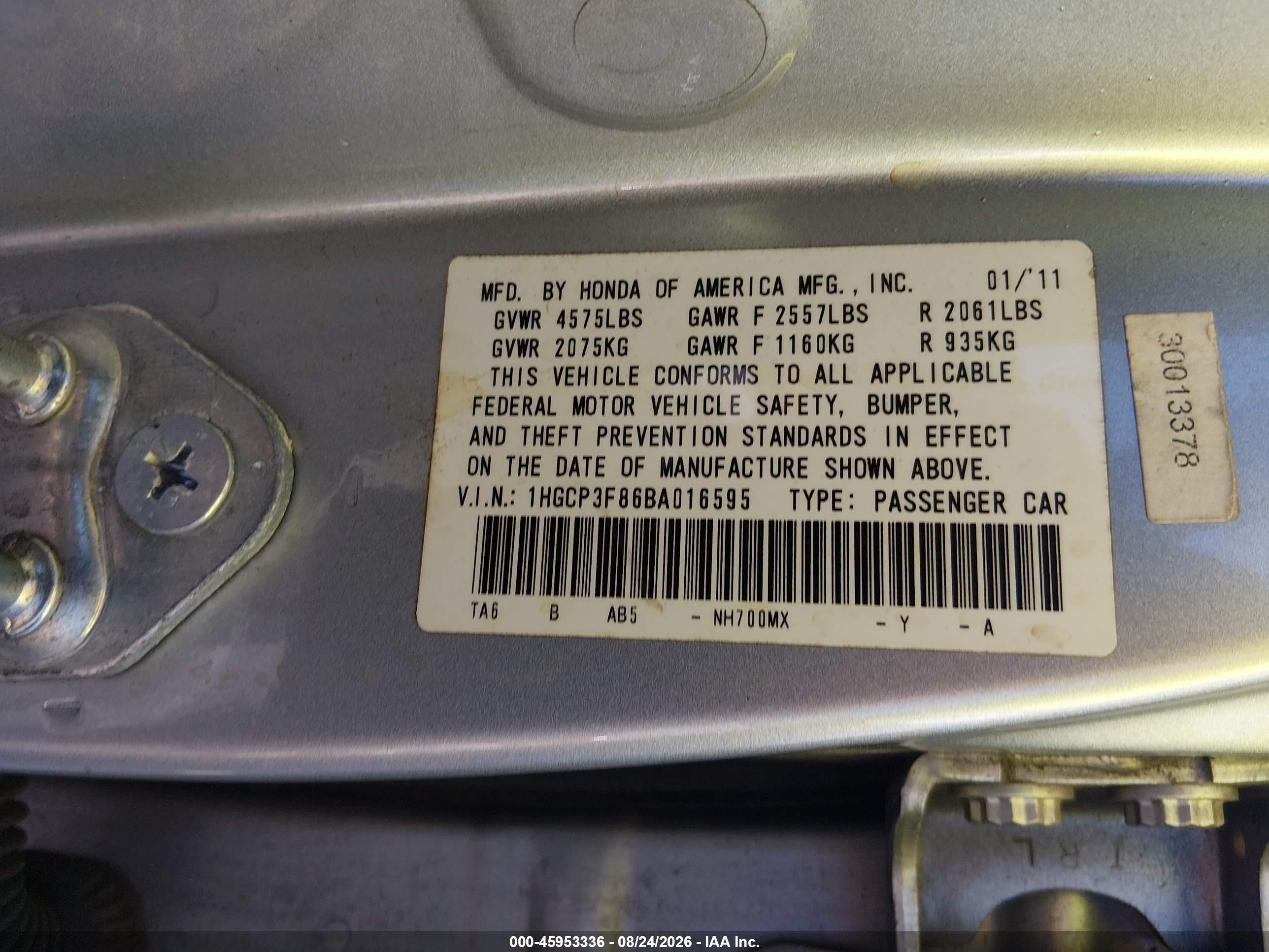 2011 Honda Accord 3.5 Ex-l Серебряный vin: 1HGCP3F86BA016595