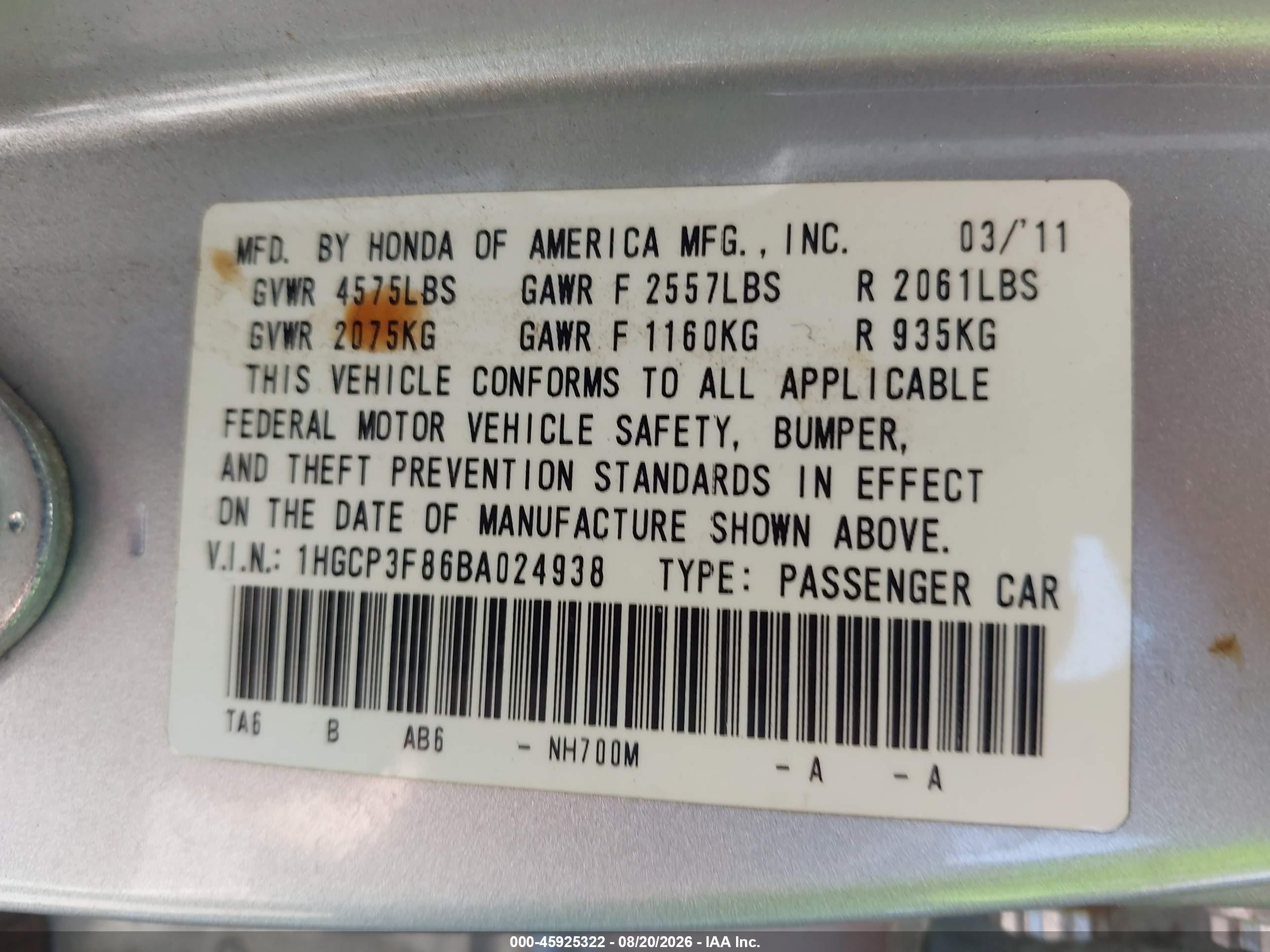 2011 Honda Accord 3.5 Ex-l Silver vin: 1HGCP3F86BA024938