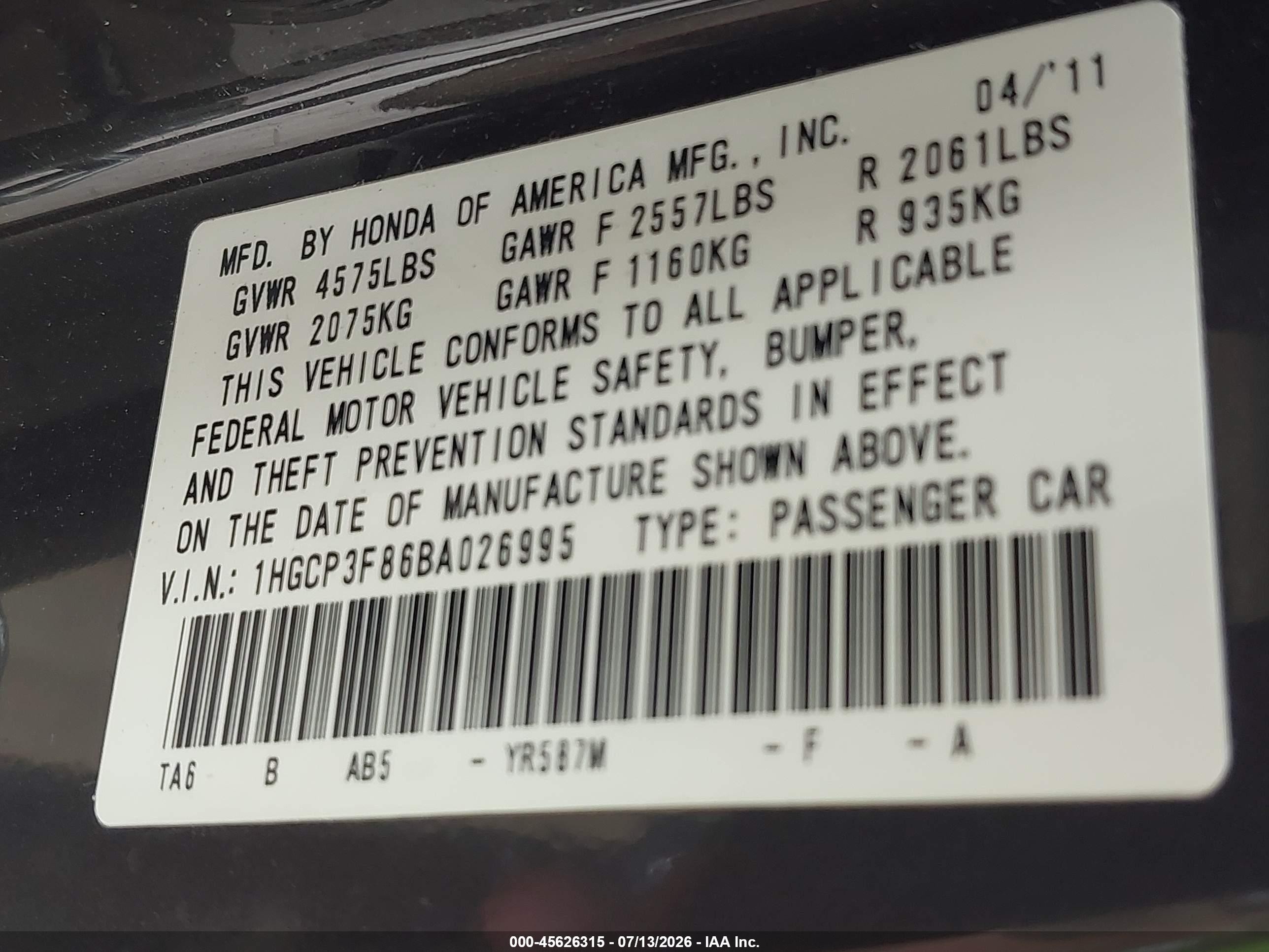 2011 Honda Accord 3.5 Ex-l Gray vin: 1HGCP3F86BA026995