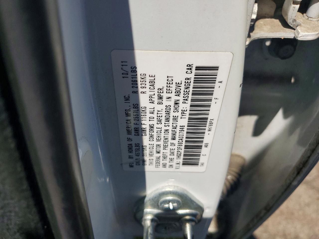 2012 Honda Accord Exl White vin: 1HGCP3F86CA007946