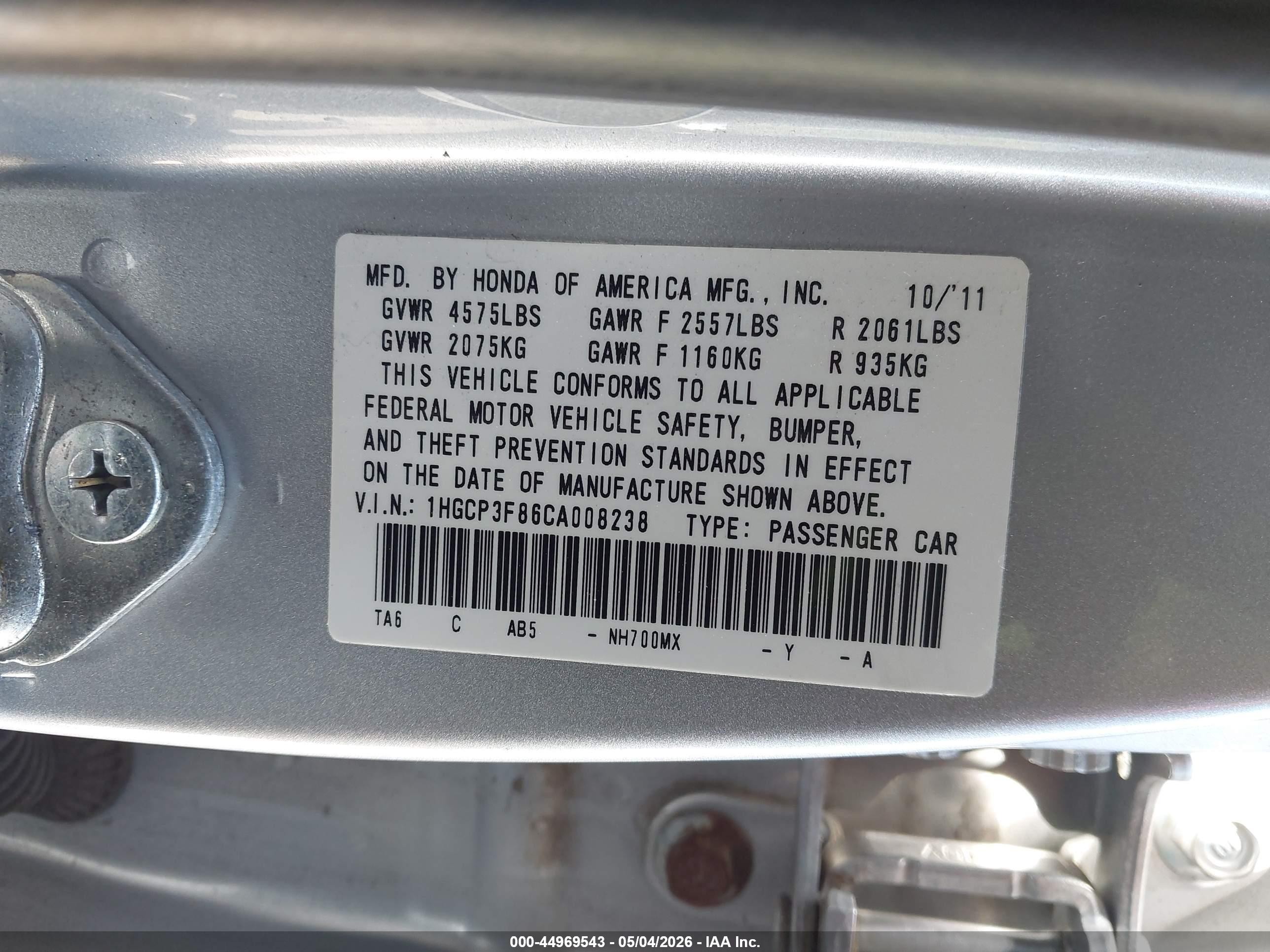 2012 Honda Accord 3.5 Ex-l Silver vin: 1HGCP3F86CA008238