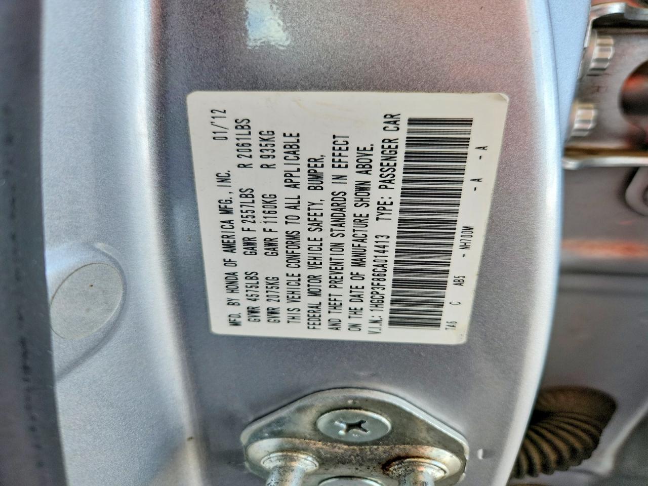 2012 Honda Accord Exl Silver vin: 1HGCP3F86CA014413