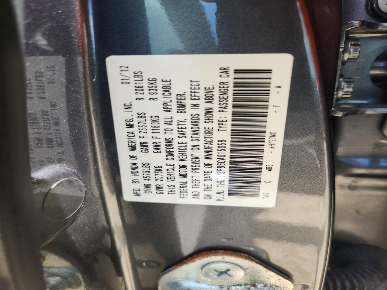 2012 Honda Accord Exl Gray vin: 1HGCP3F86CA015058