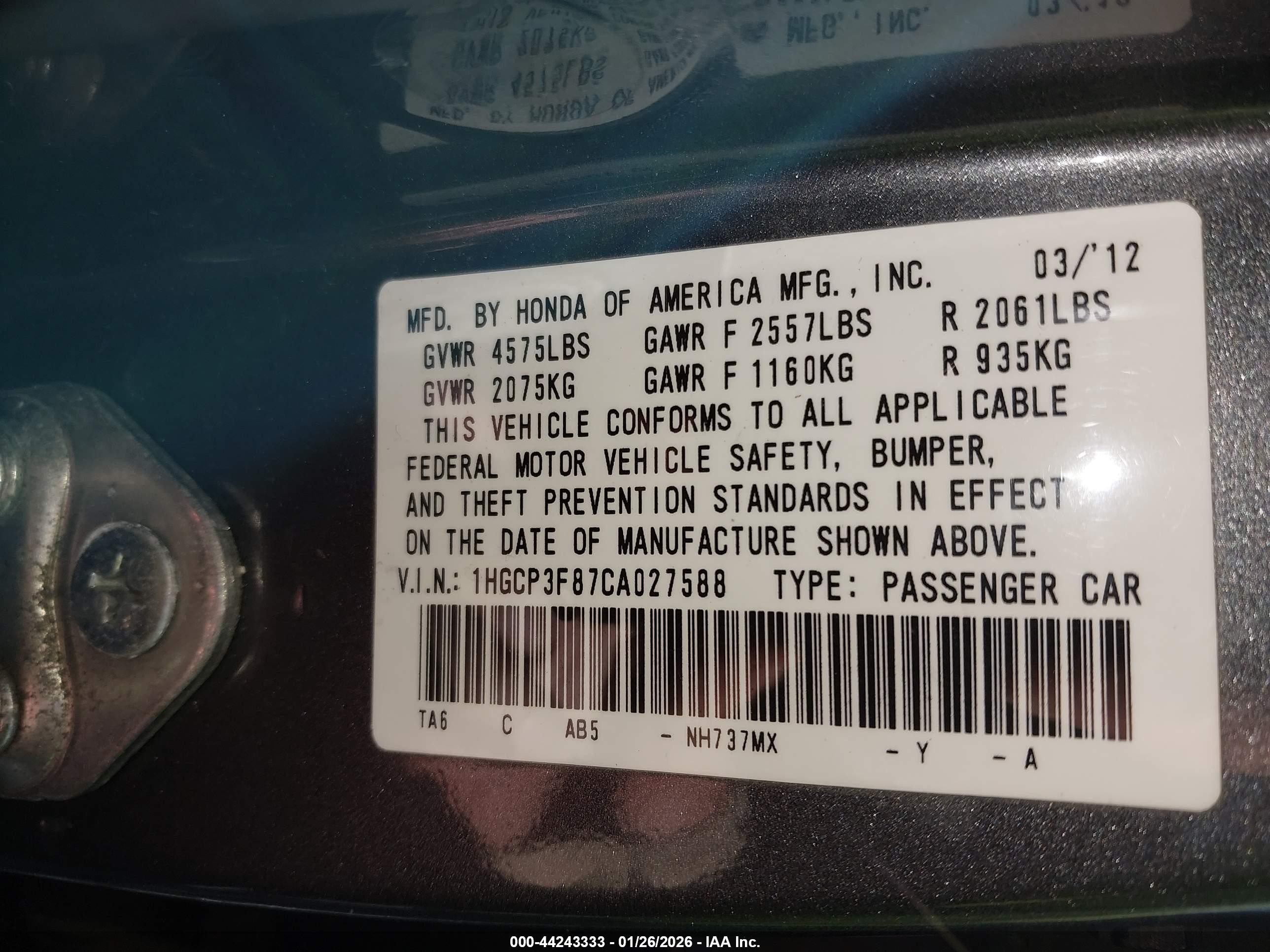 2012 Honda Accord Sdn 3.5 Ex-l/ex-l Gray vin: 1HGCP3F87CA027588