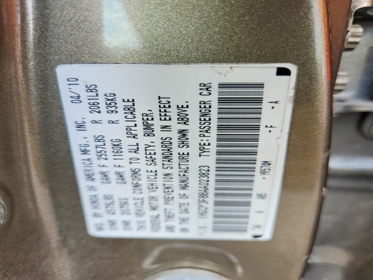 2010 Honda Accord Exl Beige vin: 1HGCP3F88AA023823