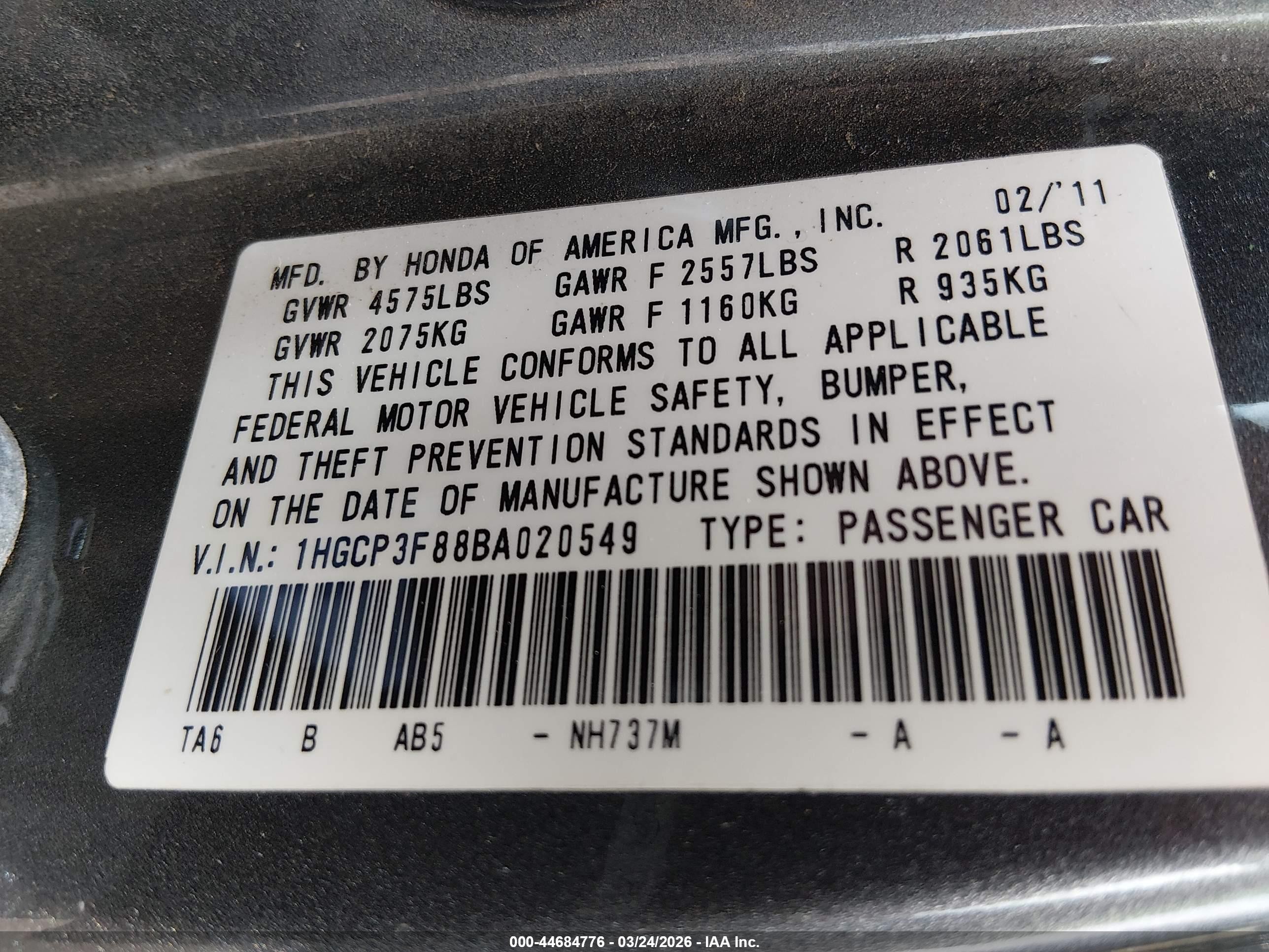 2011 Honda Accord 3.5 Ex-l Gray vin: 1HGCP3F88BA020549