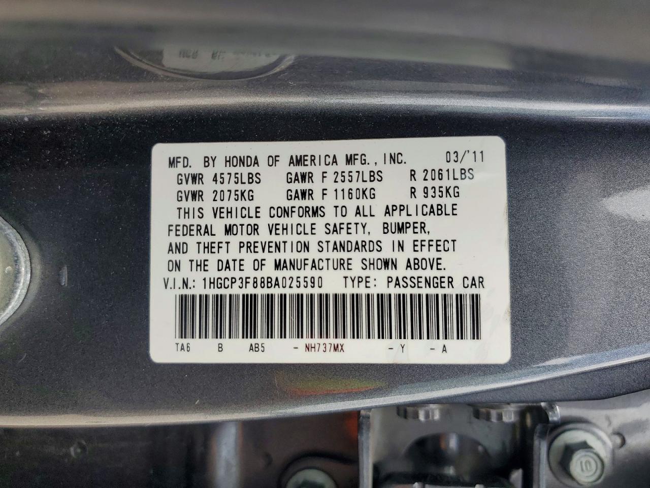 2011 Honda Accord Exl Gray vin: 1HGCP3F88BA025590