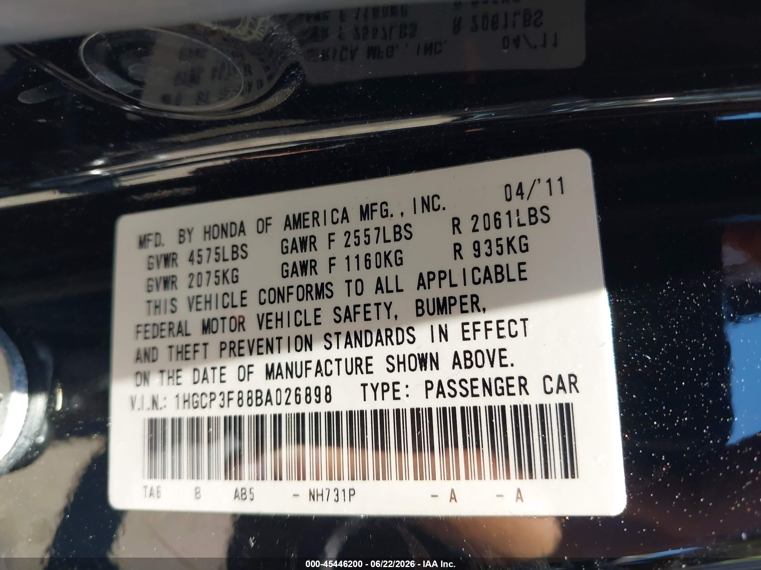 2011 Honda Accord 3.5 Ex-l Black vin: 1HGCP3F88BA026898