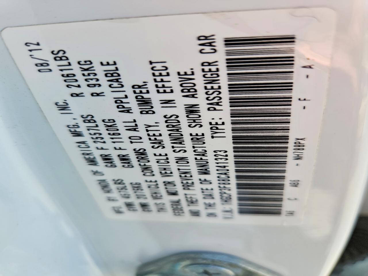 2012 Honda Accord Exl White vin: 1HGCP3F88CA041323