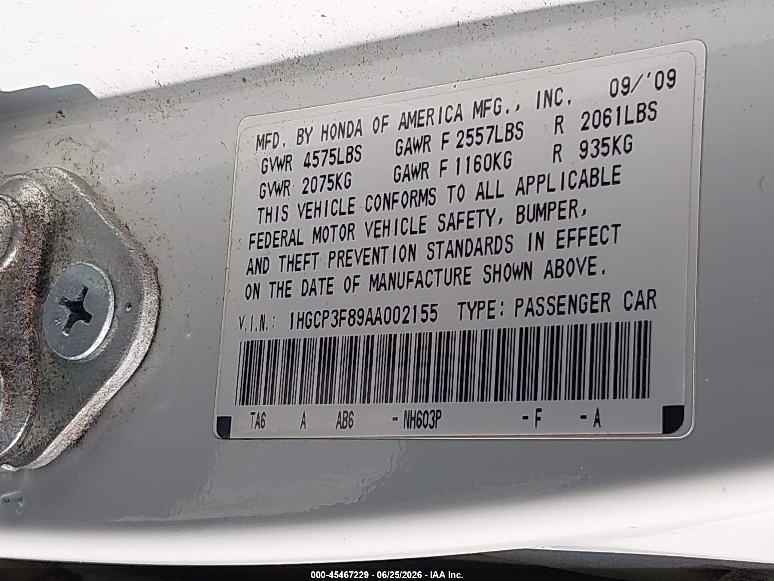 2010 Honda Accord 3.5 Ex-l White vin: 1HGCP3F89AA002155