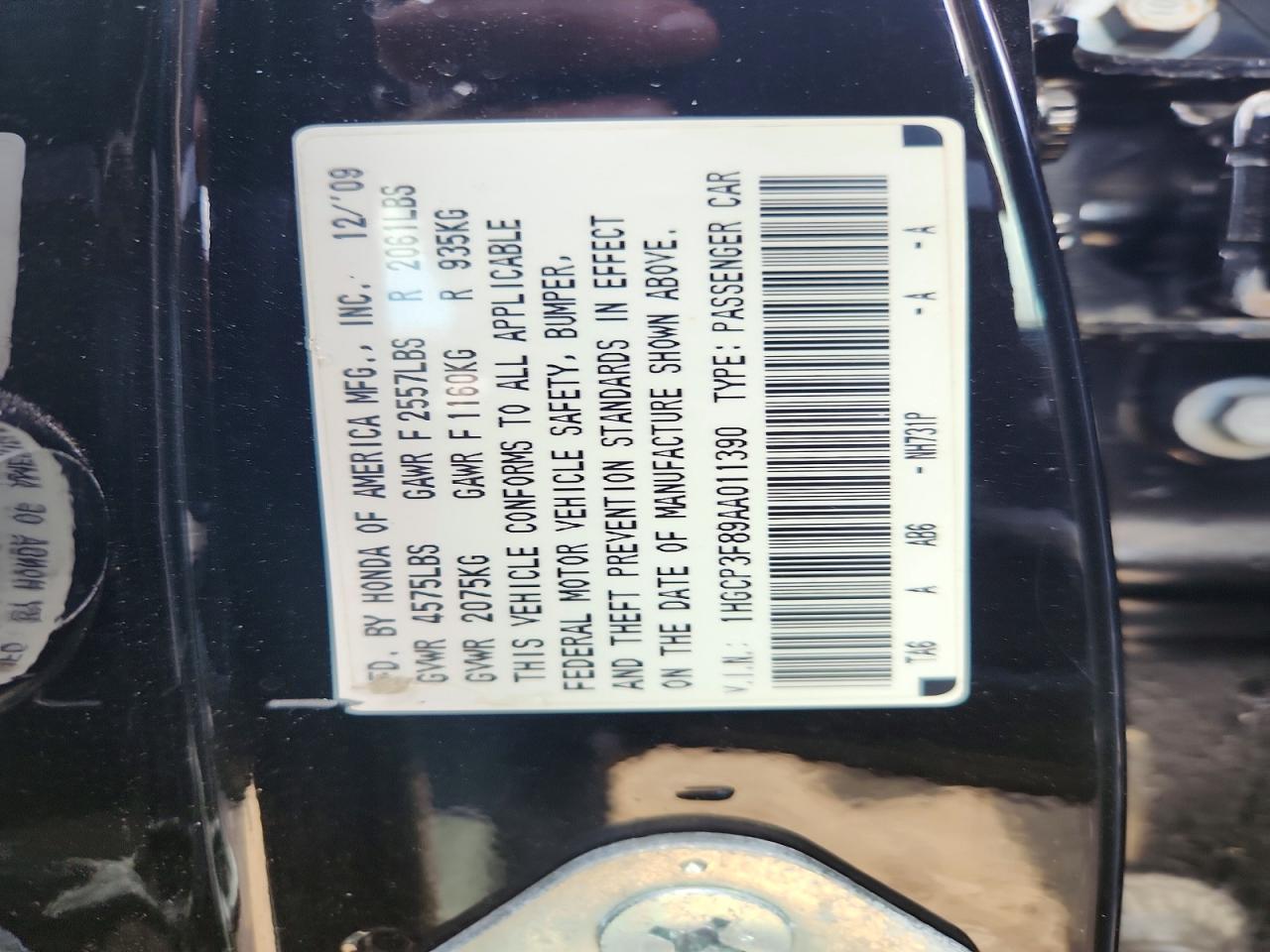 2010 Honda Accord Exl Black vin: 1HGCP3F89AA011390