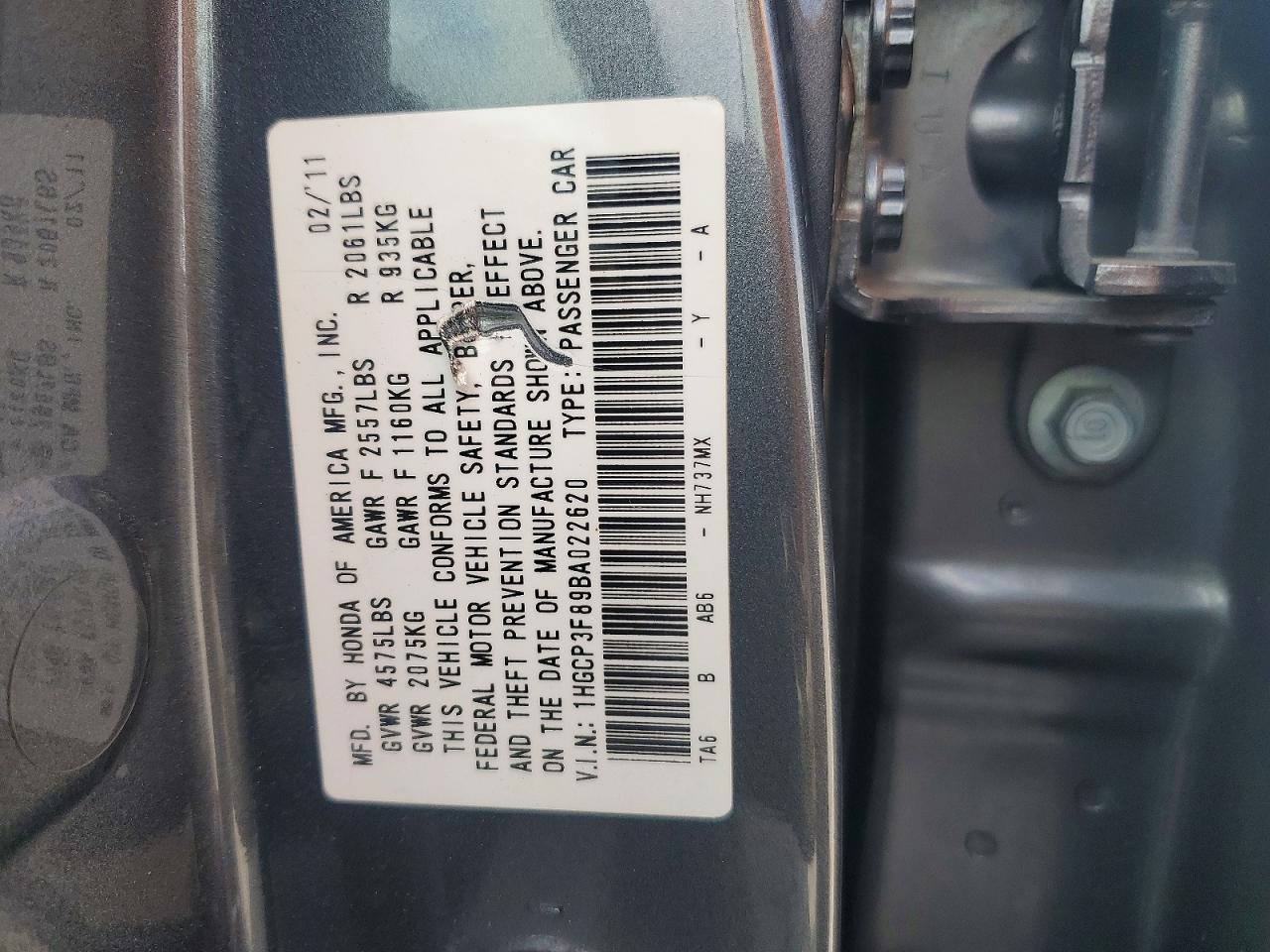2011 Honda Accord Exl Gray vin: 1HGCP3F89BA022620
