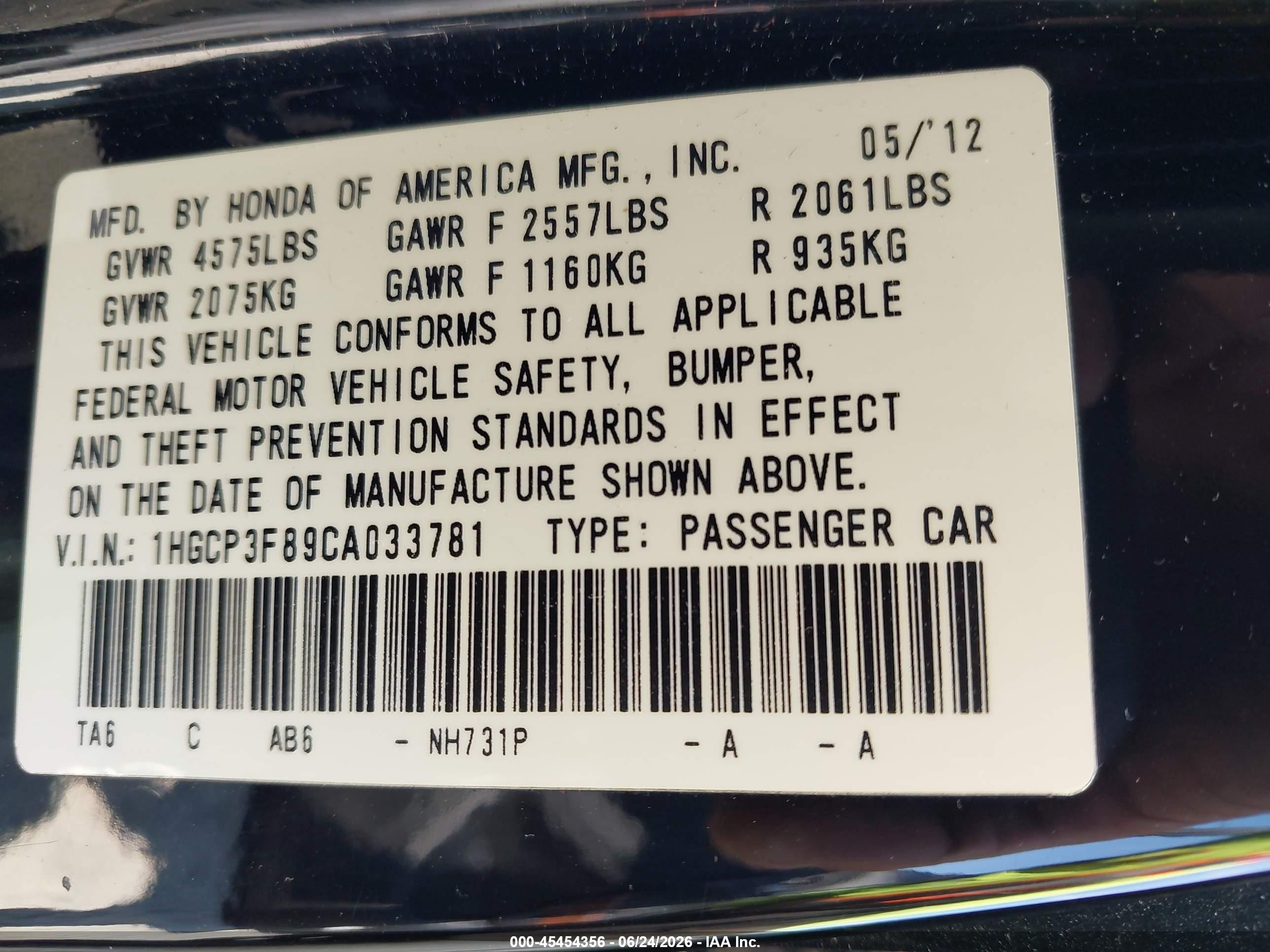 2012 Honda Accord 3.5 Ex-l Black vin: 1HGCP3F89CA033781