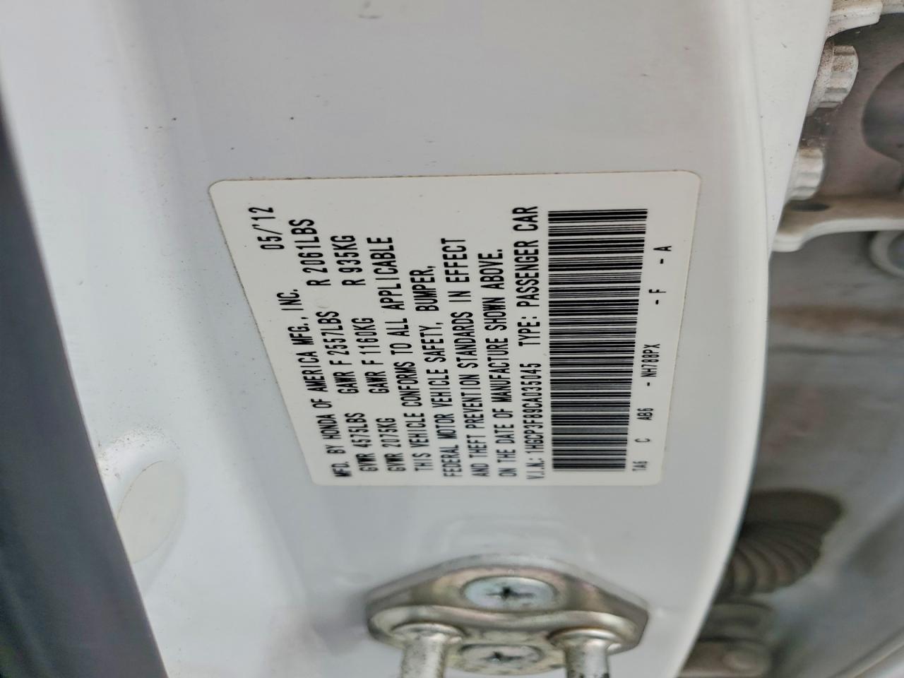 2012 Honda Accord Exl White vin: 1HGCP3F89CA035045