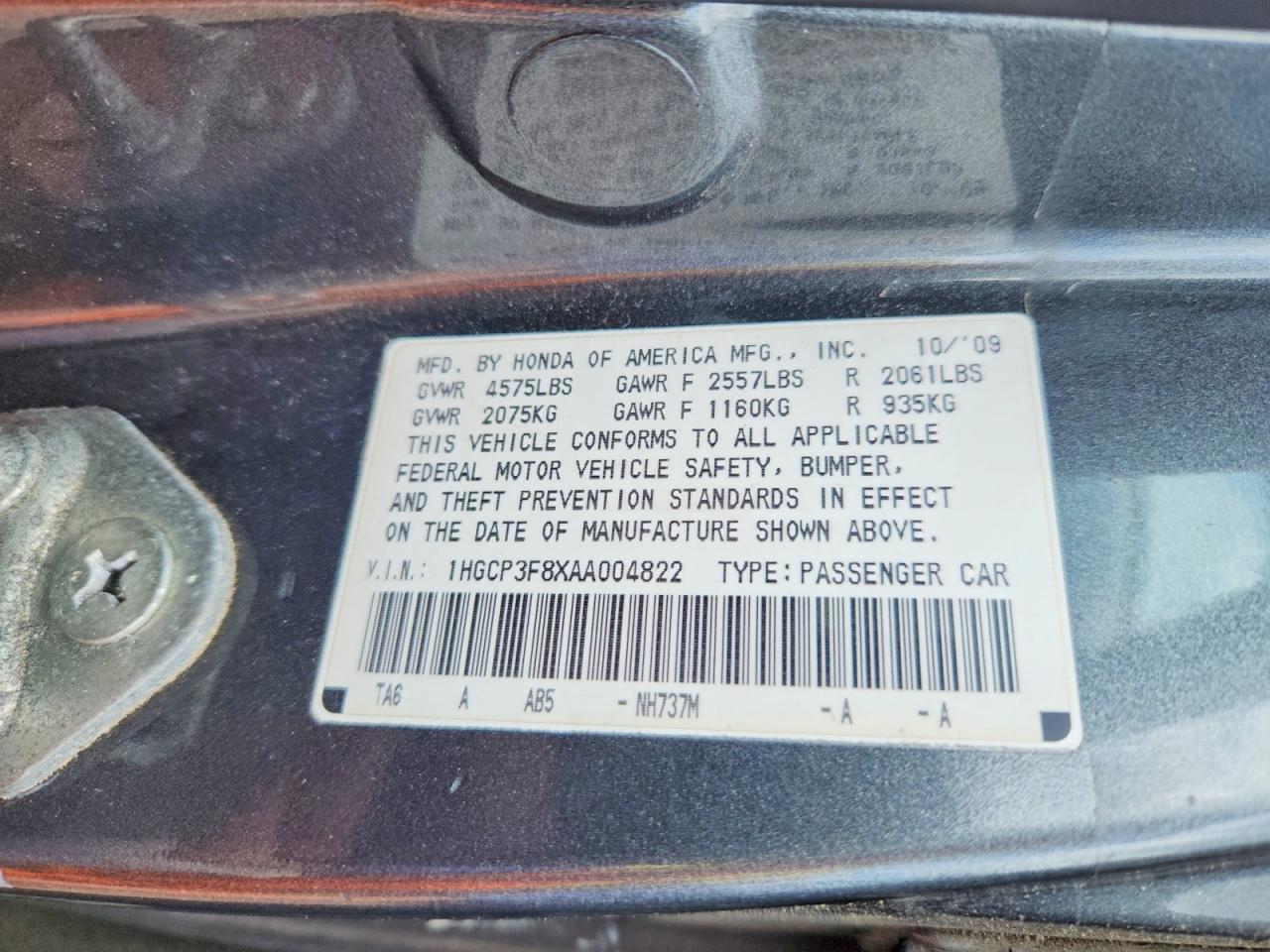 2010 Honda Accord Exl Gray vin: 1HGCP3F8XAA004822