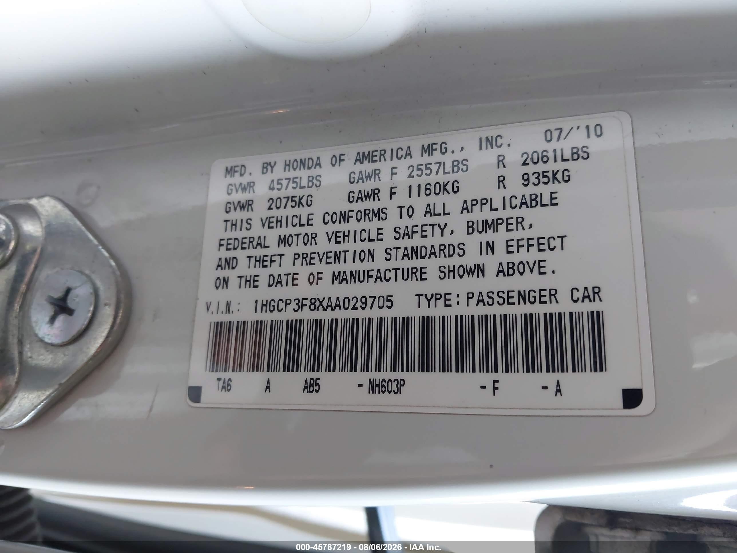 2010 Honda Accord 3.5 Ex-l Белый vin: 1HGCP3F8XAA029705