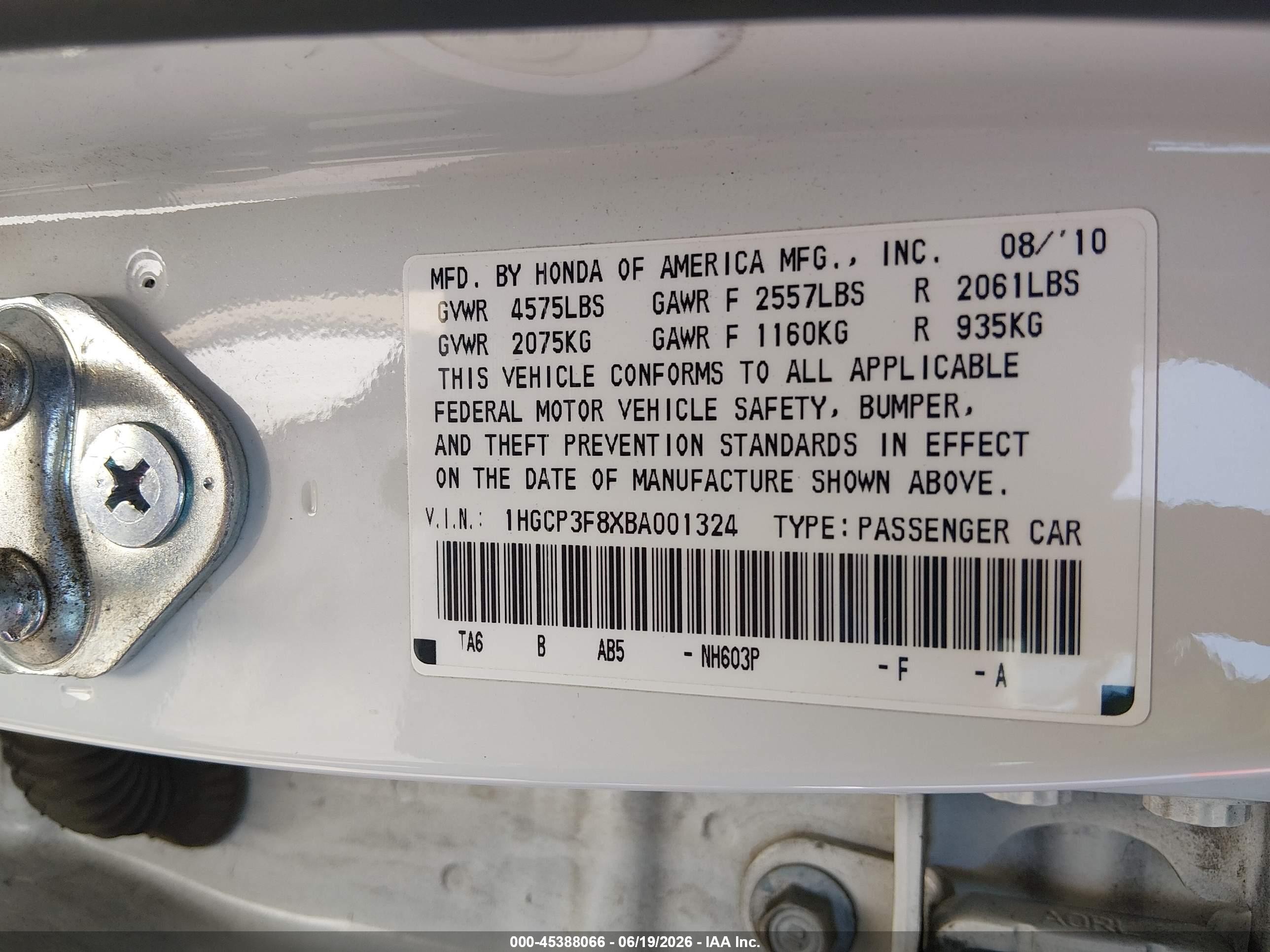 2011 Honda Accord 3.5 Ex-l White vin: 1HGCP3F8XBA001324