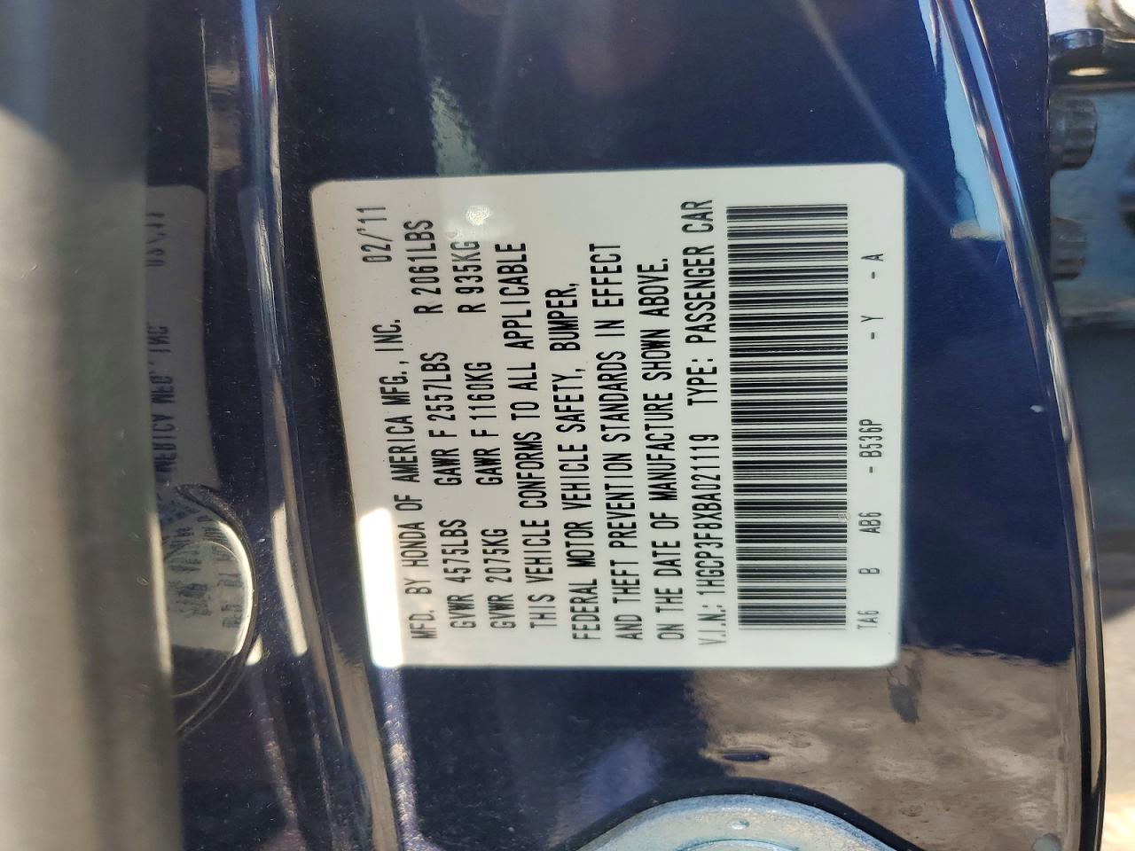 2011 Honda Accord Exl Blue vin: 1HGCP3F8XBA021119