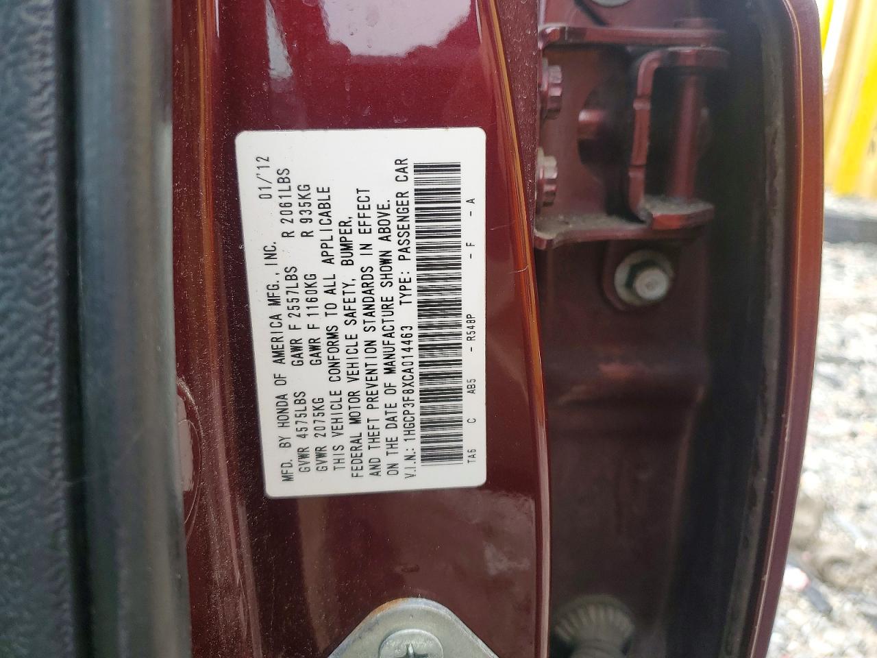 2012 Honda Accord Exl Burgundy vin: 1HGCP3F8XCA014463