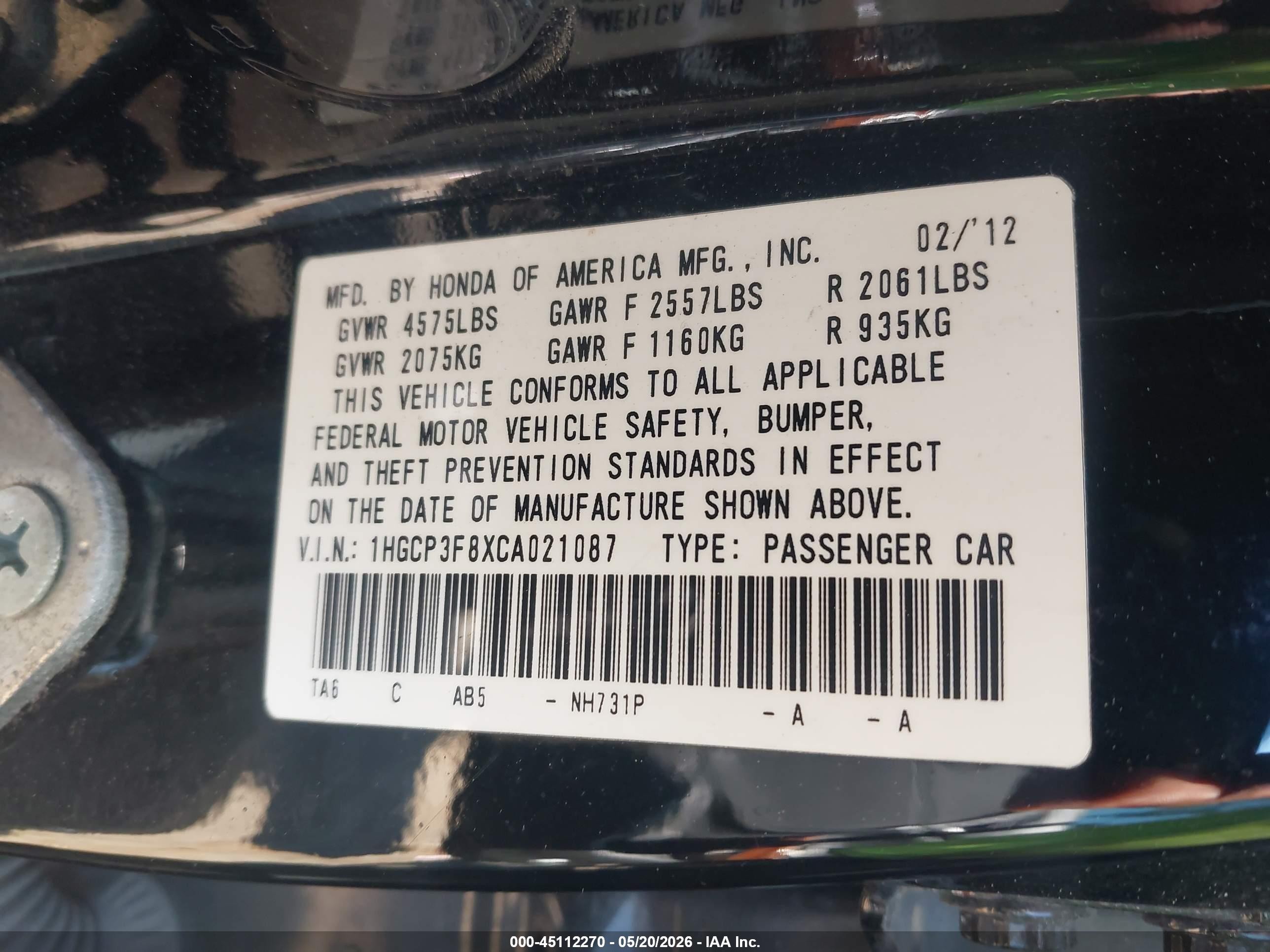 2012 Honda Accord 3.5 Ex-l Black vin: 1HGCP3F8XCA021087