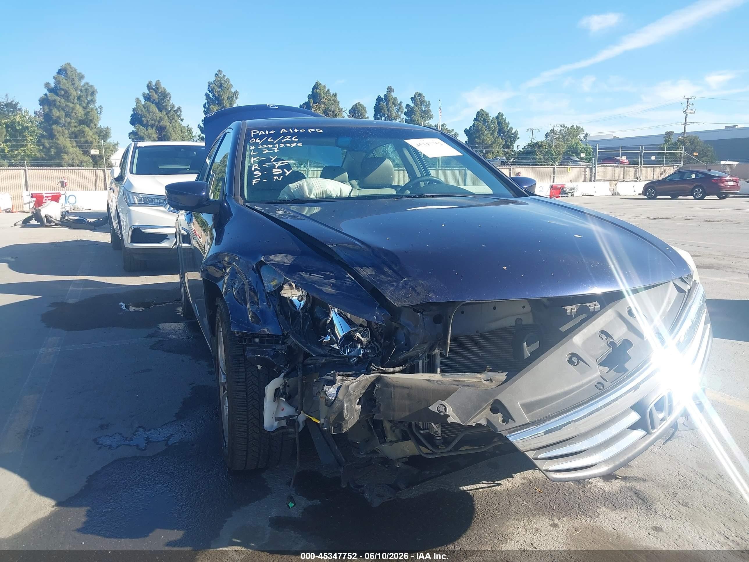 2012 Honda Accord 3.5 Ex-l Blue vin: 1HGCP3F8XCA032932
