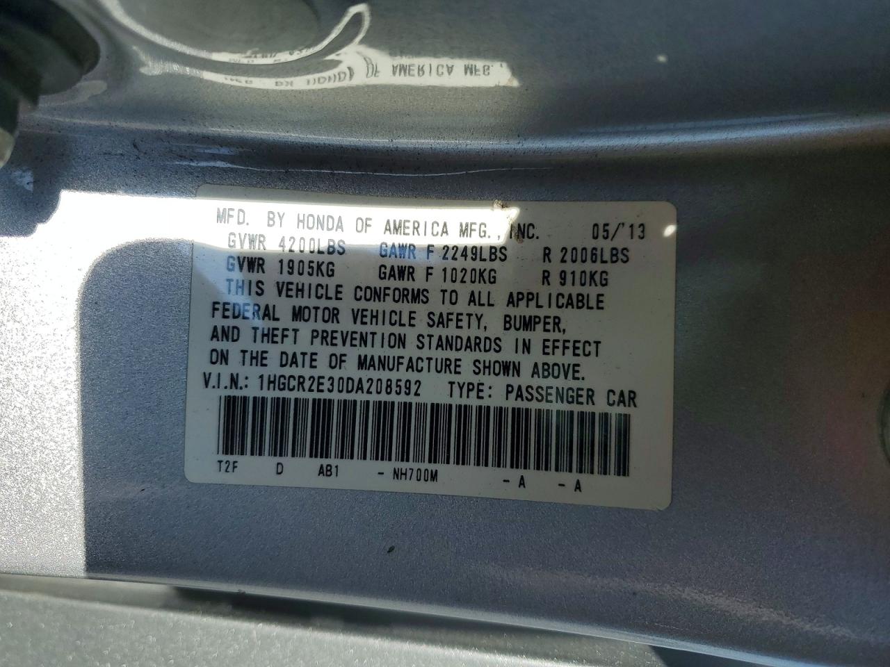 2013 Honda Accord Lx Silver vin: 1HGCR2E30DA208592