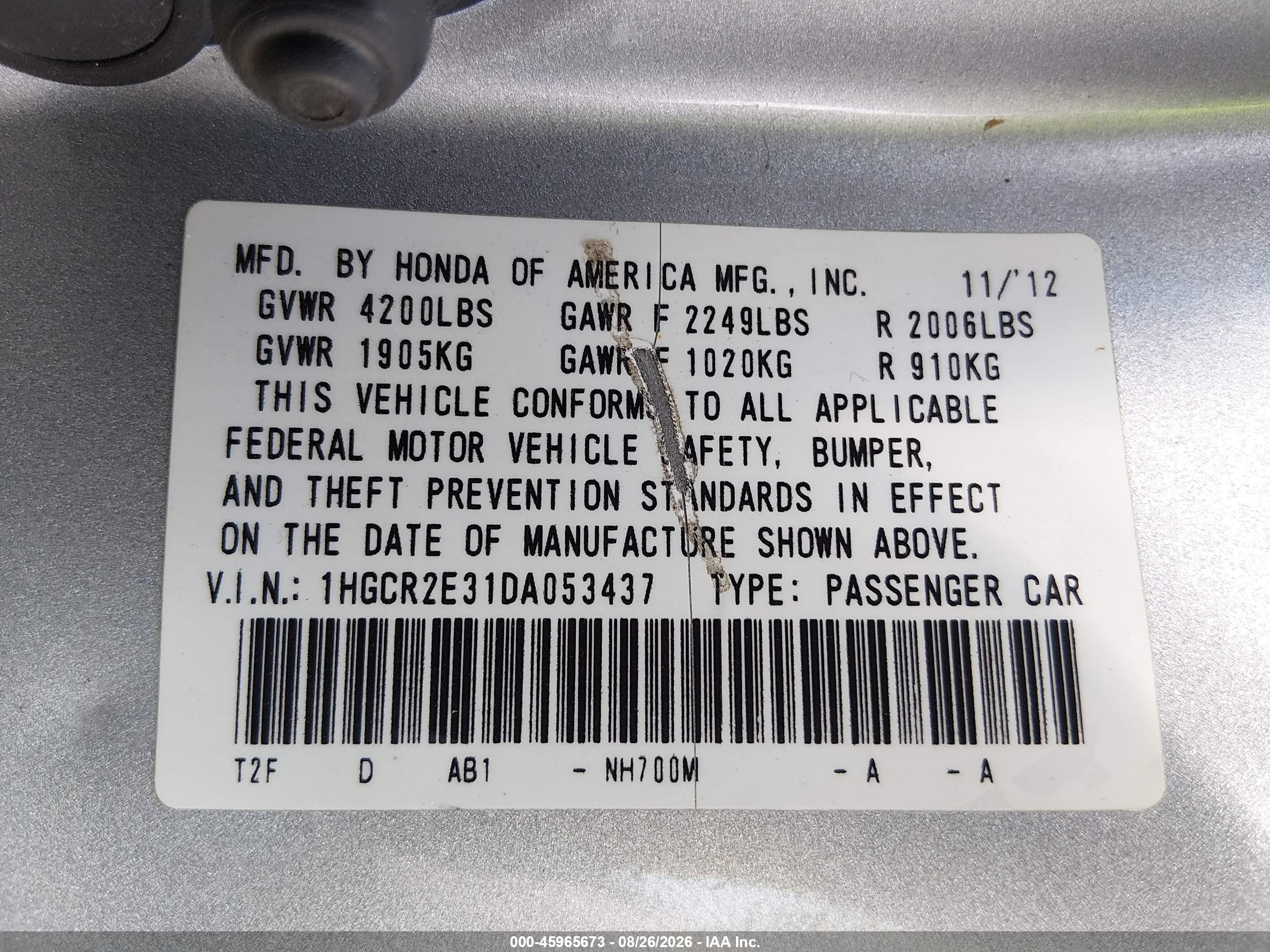 2013 Honda Accord Lx Silver vin: 1HGCR2E31DA053437