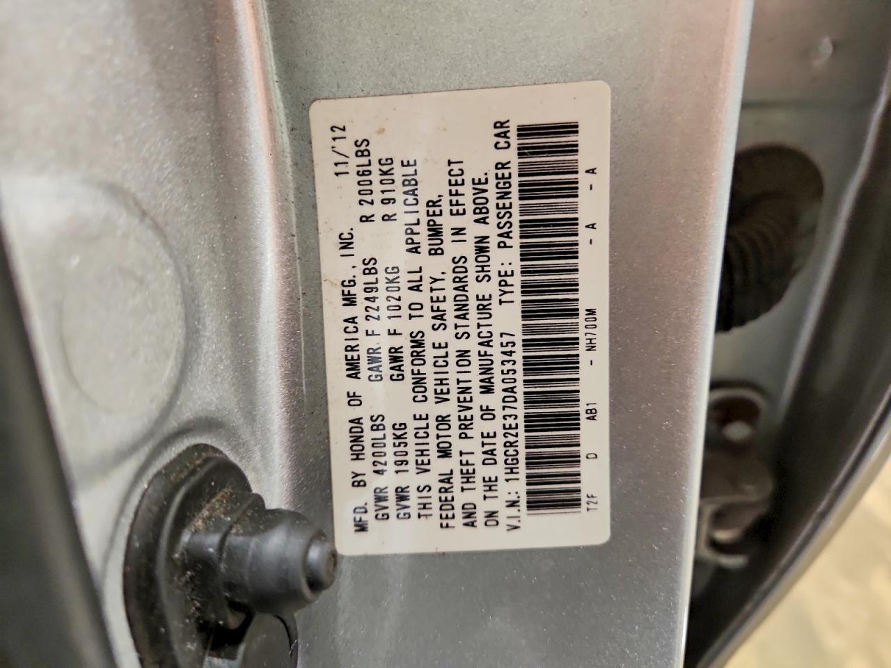 2013 Honda Accord Lx Silver vin: 1HGCR2E37DA053457